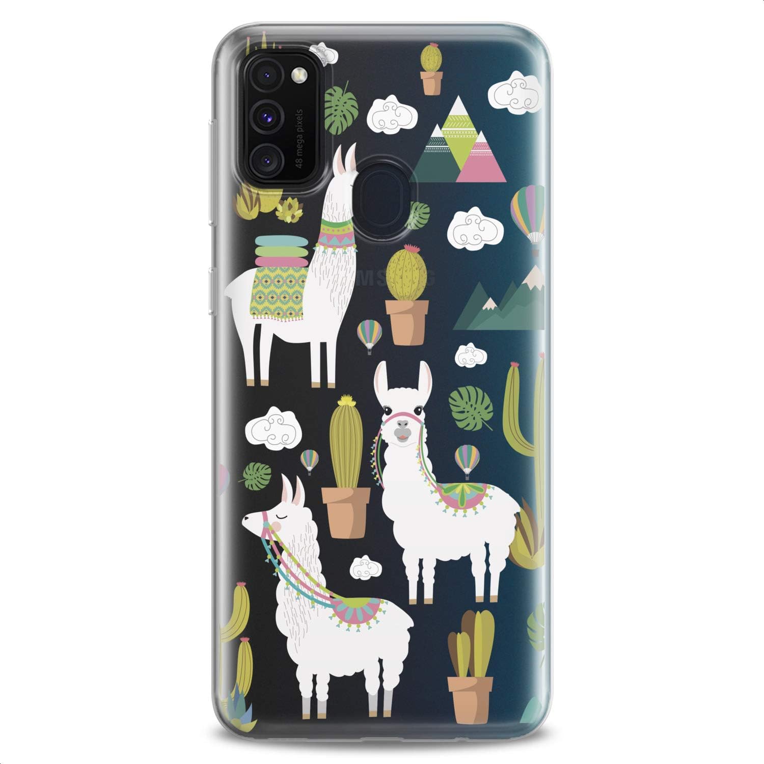 TPU Case Compatible with Samsung Galaxy F52 5G F23 M80s M62 M30 F62 M20 M10 M02 Slim fit Clear Funny Design Girlish Print Cute Colorful Flexible Silicone Cactus Llama Soft Pattern Pyramids Cute