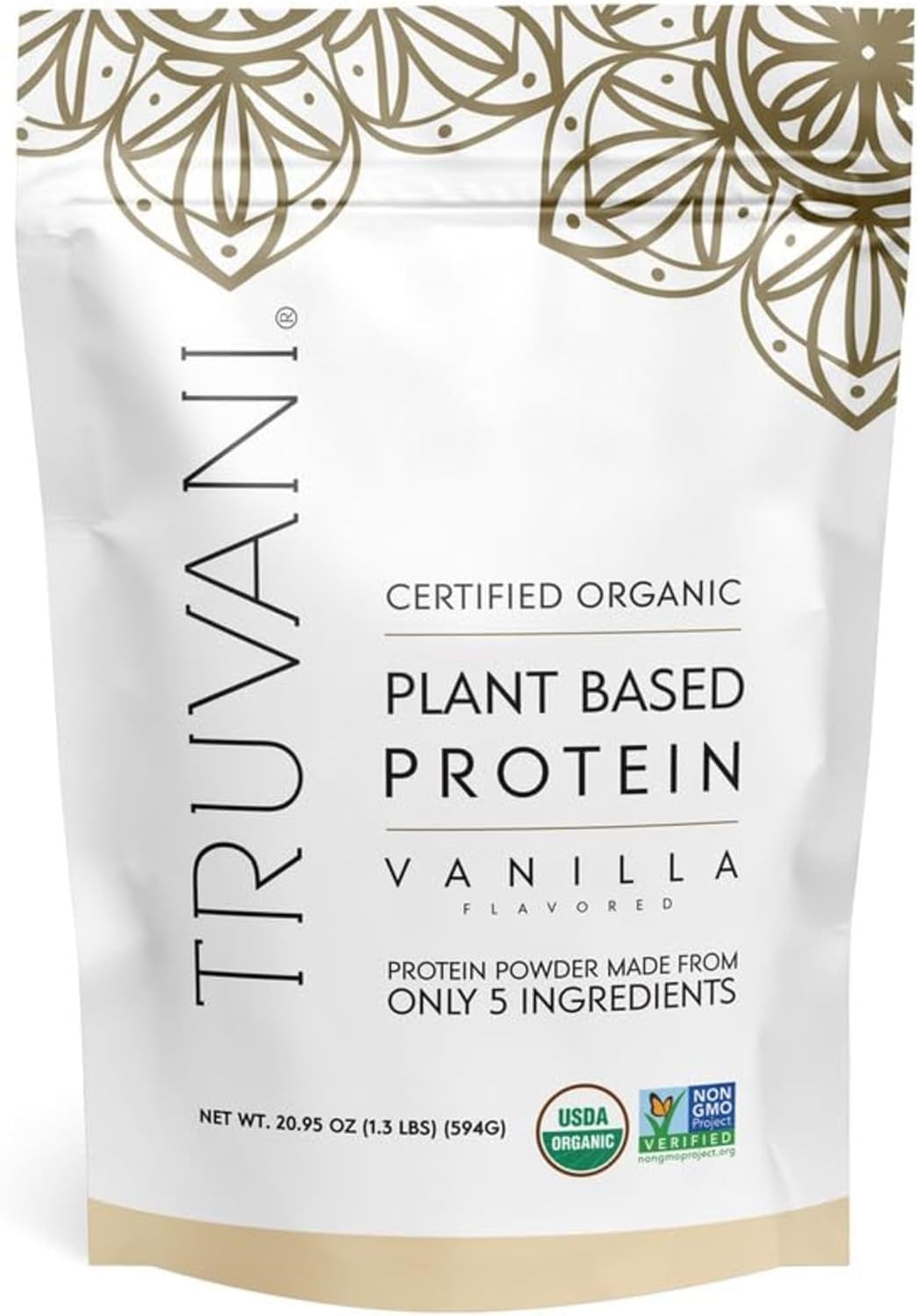 Truvani Vegan Pea Protein Powder | Vanilla | 20g Organic Plant Based Protein Per Serving | 20 Servings | Keto | Gluten & Dairy Free | Low Carb | No Added Sugar