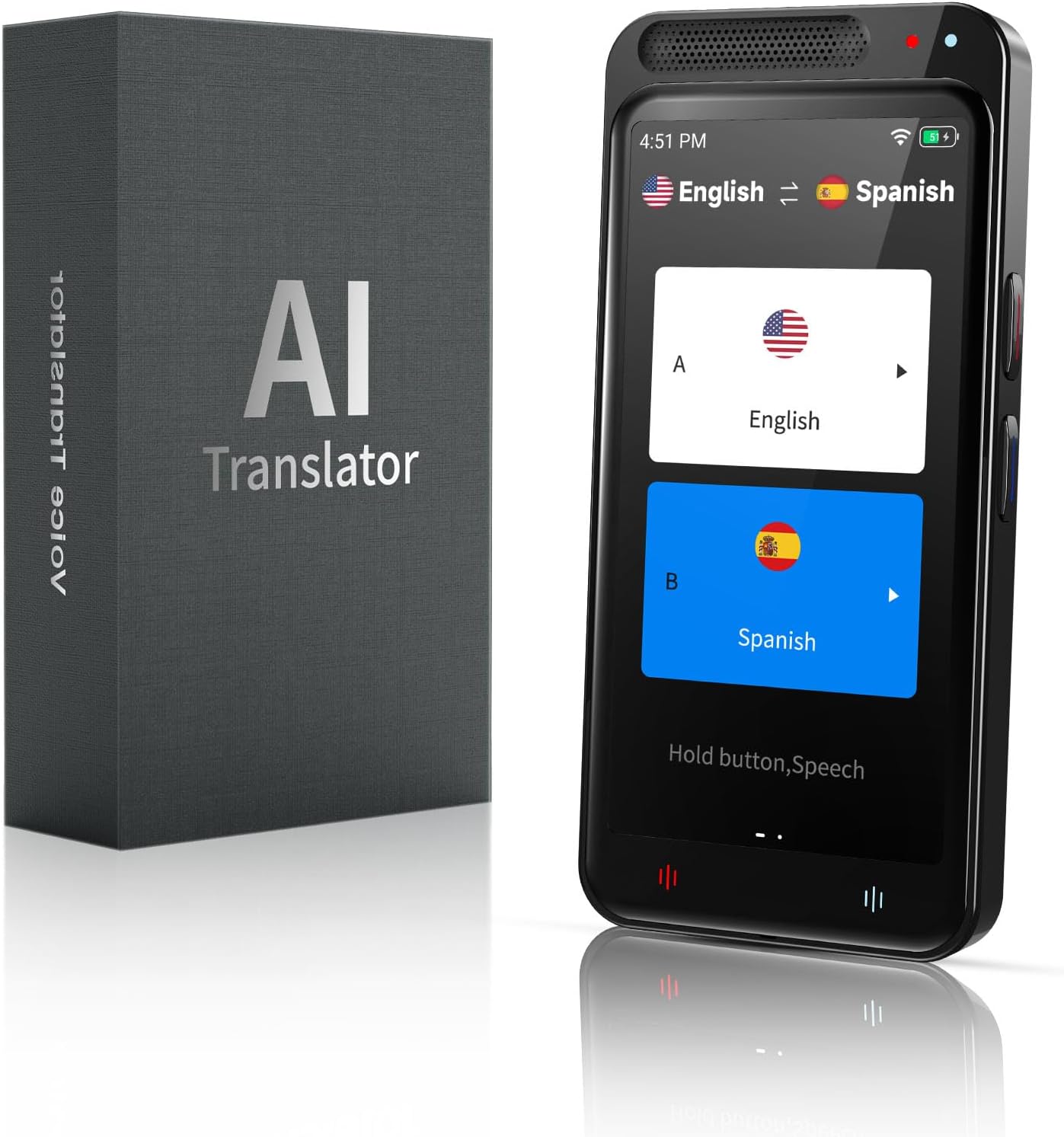 Language Translator Device, Two Way Real-Time Voice Translation Support 138 Languages with 4.1 Inch HD Touch Screen Portable Offline Recording Photo Instant Translation for Business Learning Travel