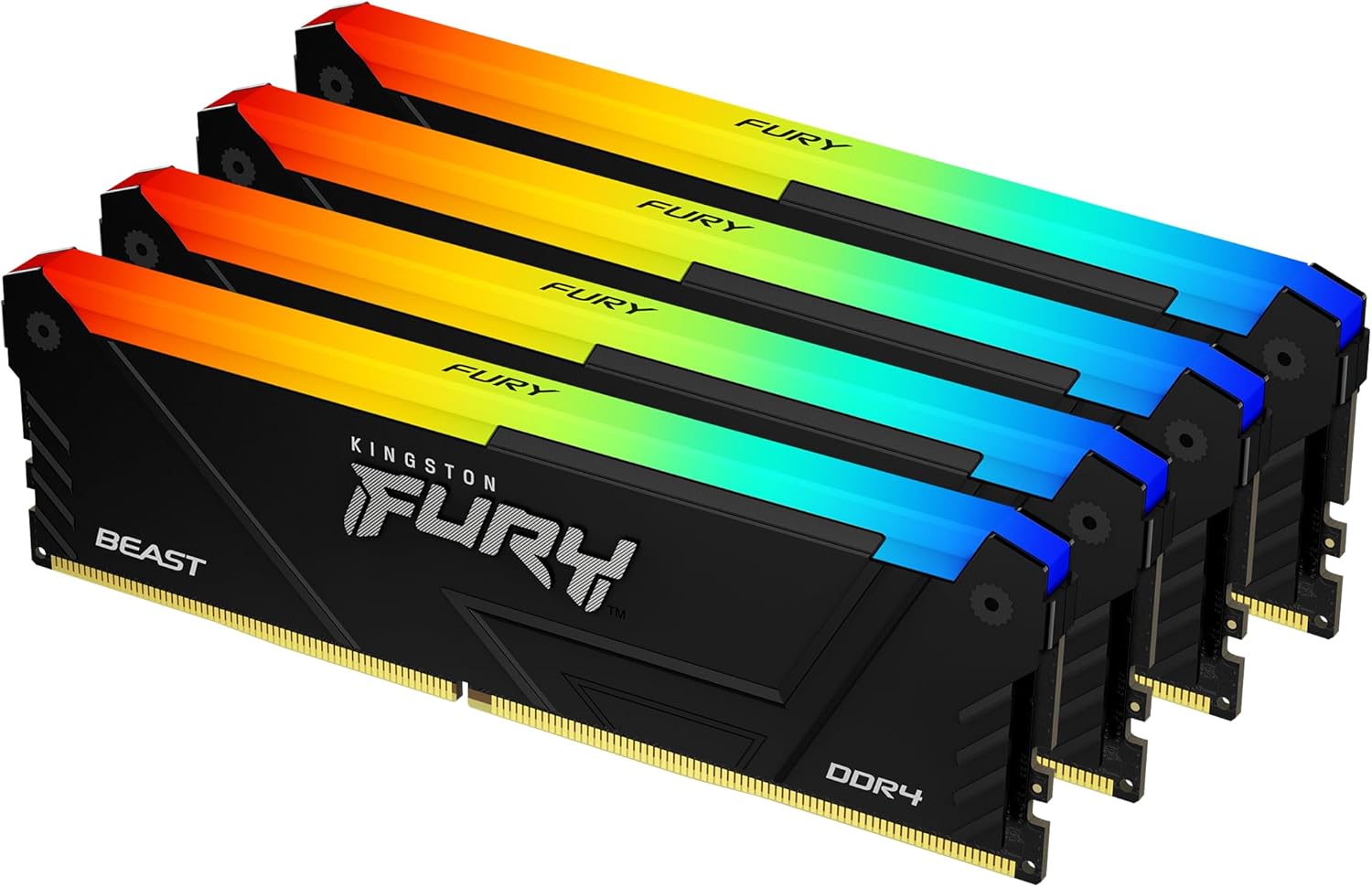 Kingston FURY Beast 128GB (4x32GB) 3600MT/s DDR4 CL18 Desktop Memory Kit of 4 | Intel XMP | AMD Ryzen | Plug n Play | RGB Infrared Syncing | KF436C18BB2AK4/128