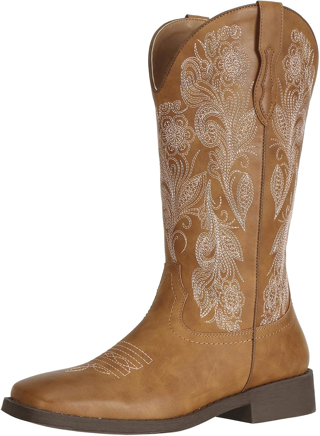 J’s.o.l.e Women’s Floral Embroidered Cowboy Boots Square Toe Fashion Western Cowgirl Boots