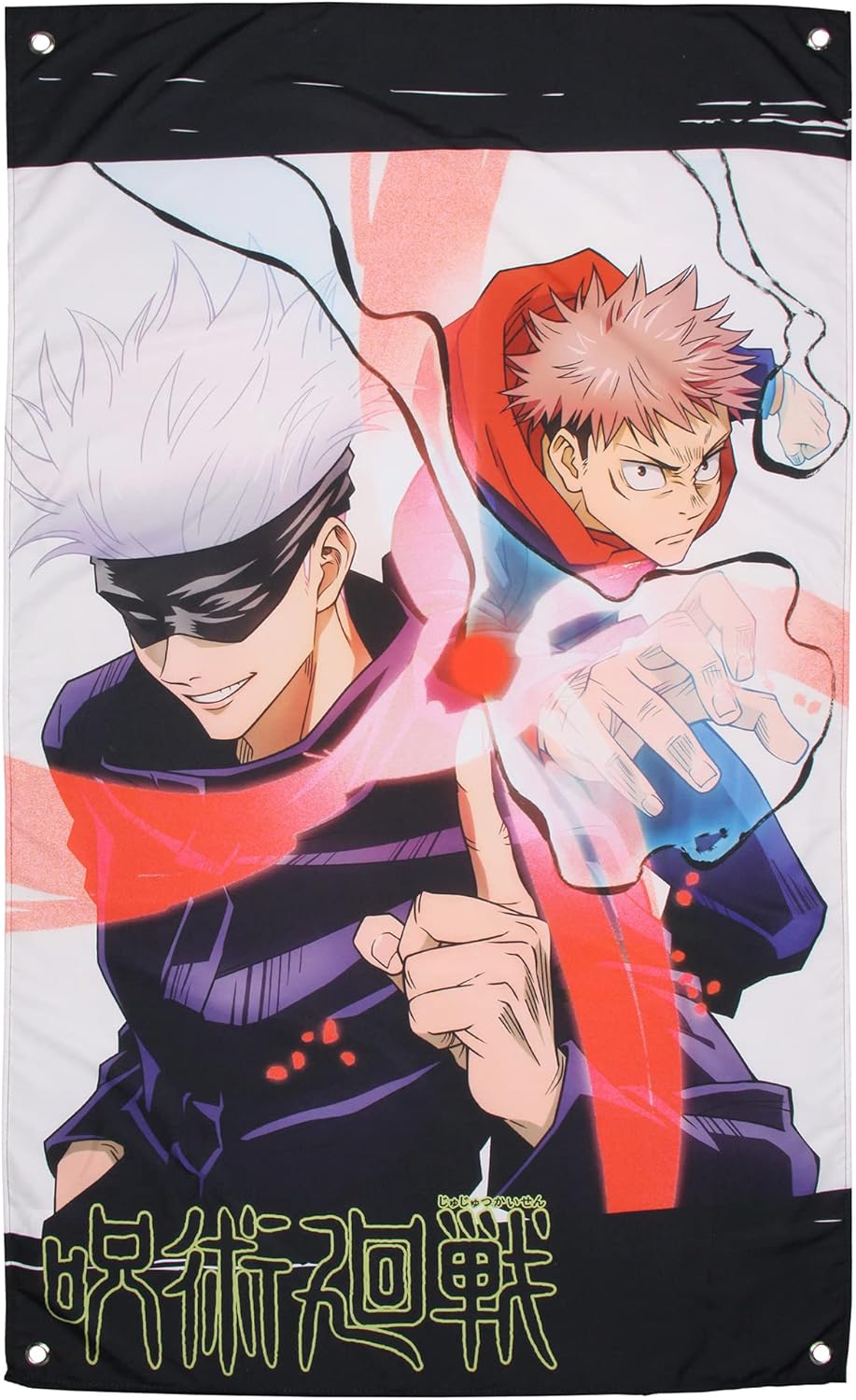 JUST FUNKY Jujutsu Kaisen Tapestry JJK Manga Wall Art Anime Decor Satoru Gojo and Yuji Itadori 30″ x 50″