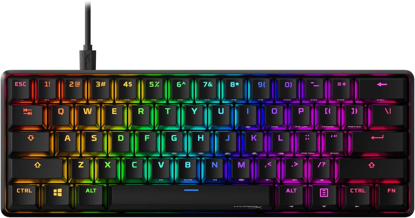 HyperX Alloy Origins 60 – Mechanical Gaming Keyboard, Ultra Compact 60% Form Factor, Double Shot PBT Keycaps, RGB LED Backlit, NGENUITY Software Compatible – Linear Red Switch (Renewed)