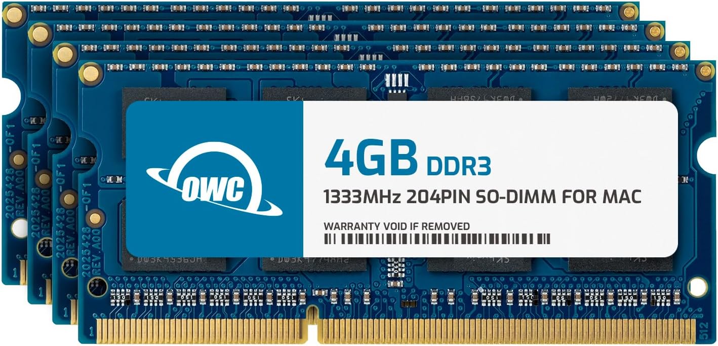 OWC 16.0GB (4 x 4GB) 1333MHz DDR3 SO-DIMM PC3-10600 204Pin SO-DIMM CL9 Memory RAM Upgrade Module for iMac and PC Laptops (OWC1333DDR3S16S)