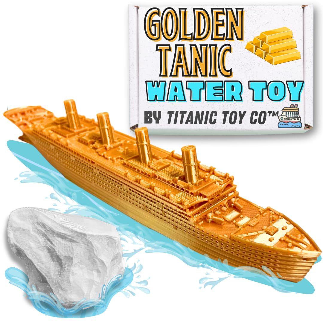 GoldenTanic Titanic Bath Boat And Pool Toy By TitanicToyCo, RMS Titanic Toys For Kids, Historically Accurate Titanic Toy, Titanic Ship, Titanic Cake Topper, Titanic Figurine (GoldenTanic)