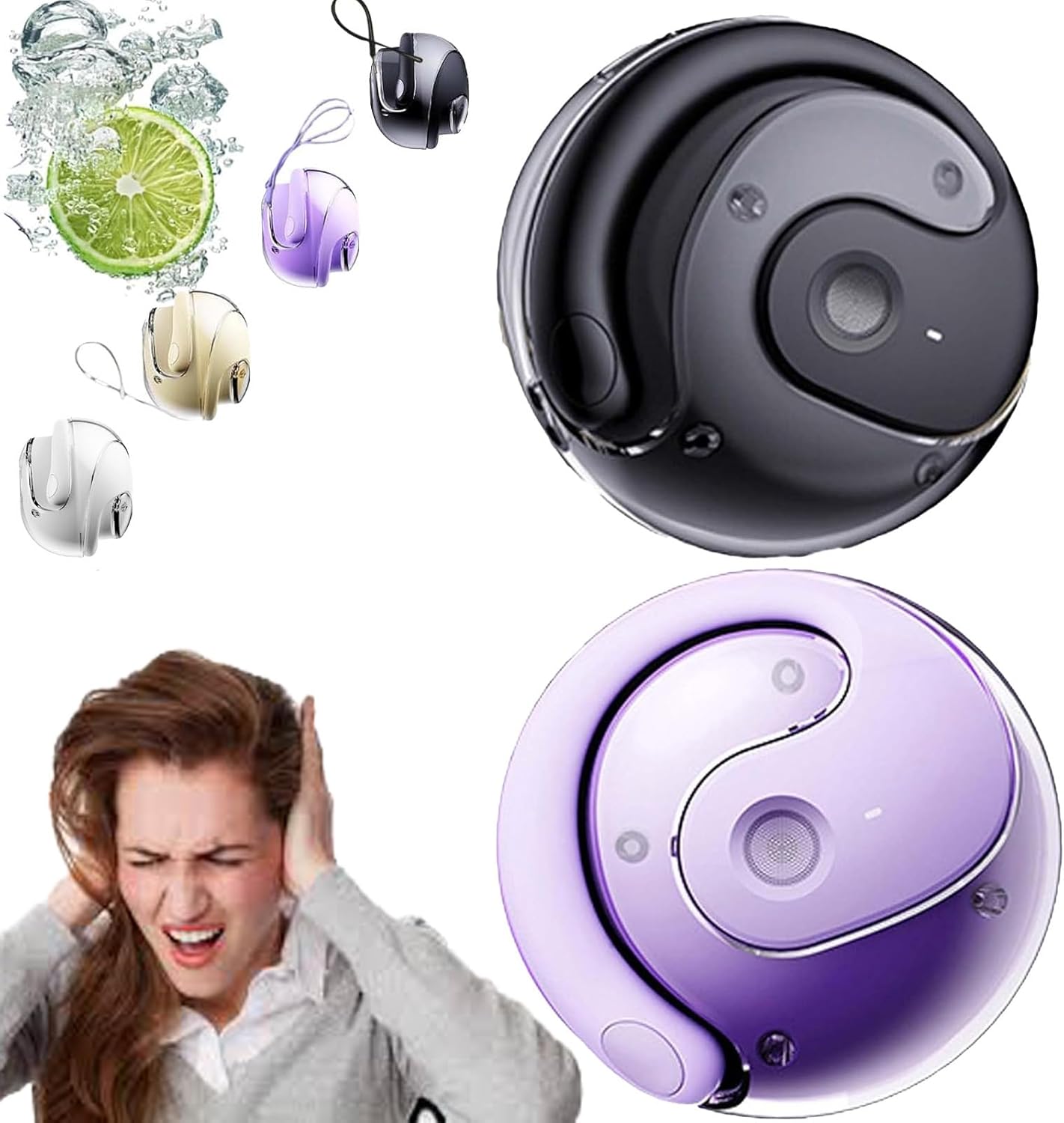 Appetite Earbuds, Hy-T26 X15 Pro Earphone Wireless Bluetooth, Open Ows Hanging Earphones 5.4 Bluetooth Earphones Liberation, Noise Canceling Sports Open 3D Stereo Hanging Professional (Black+Purple)