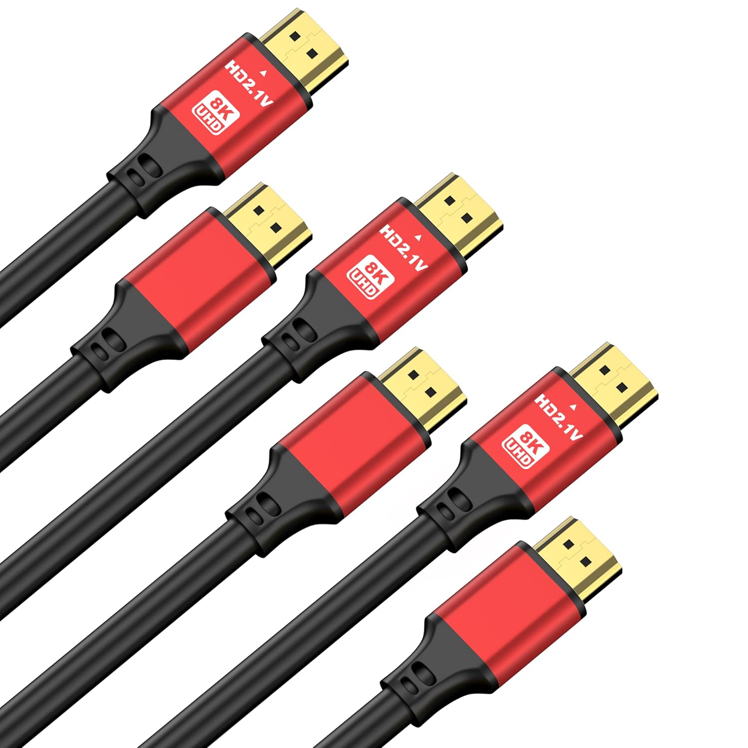 HDMI Cable 10FT 3-Pack, 48Gbps 8K@60Hz 4K@120Hz, HDCP 2.2 & 2.3, DTS:X, HDR 10 Compatible with Roku TV/eARC/3D/PS5/HDTV/Laptop/Blu-ray High Speed HDMI Cable(Red)