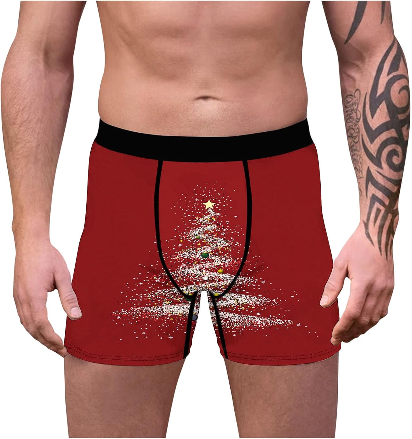 Christmas Mens Panties Xmas Printing Elastic High Waist Breathable Close Fitting Men’s Underpants Comfortable Boxers