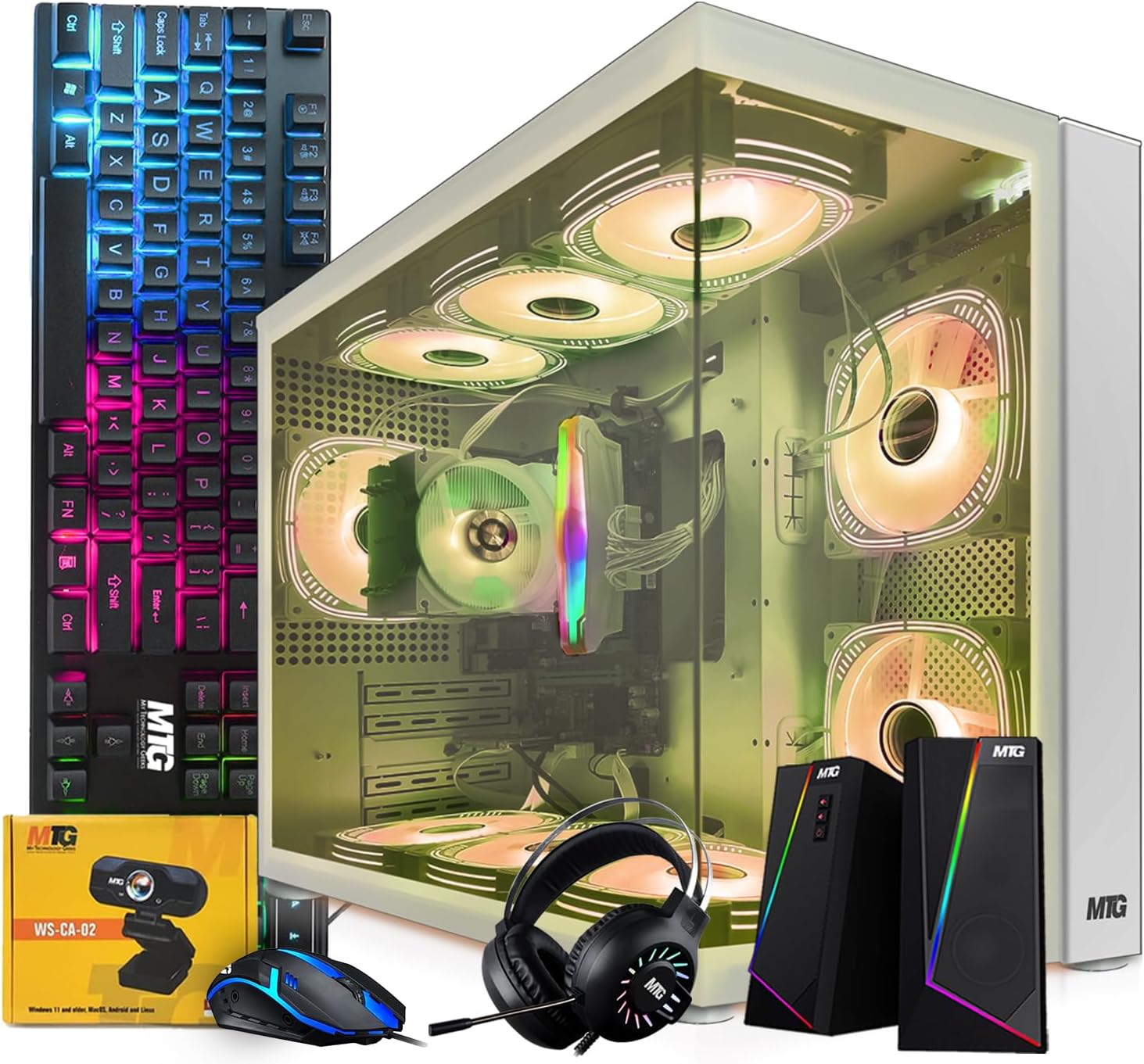 MTG Khuno Gaming Tower PC- Intel Core i7 4th Gen, RTX 3060 12GB 192 Bits, 16GB RGB ARGB Ram, 512GB Nvme, Gamer Bundle Combo Webcam, Win 10 Pro