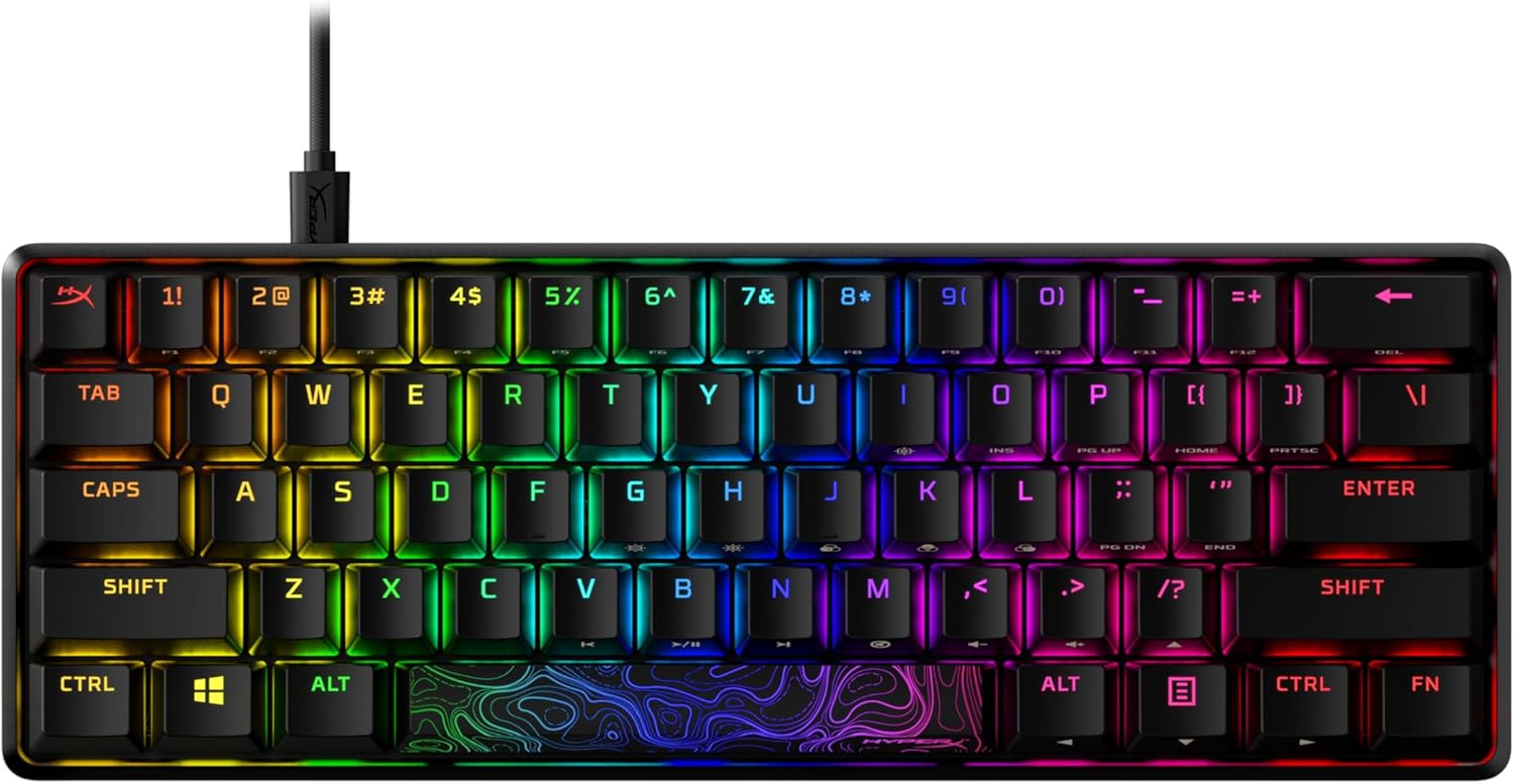 HyperX Alloy Origins 60 – Mechanical Gaming Keyboard, Ultra Compact 60% Form Factor, Double Shot PBT Keycaps, RGB LED Backlit, NGENUITY Software Compatible – Linear HyperX Red Switch,Black