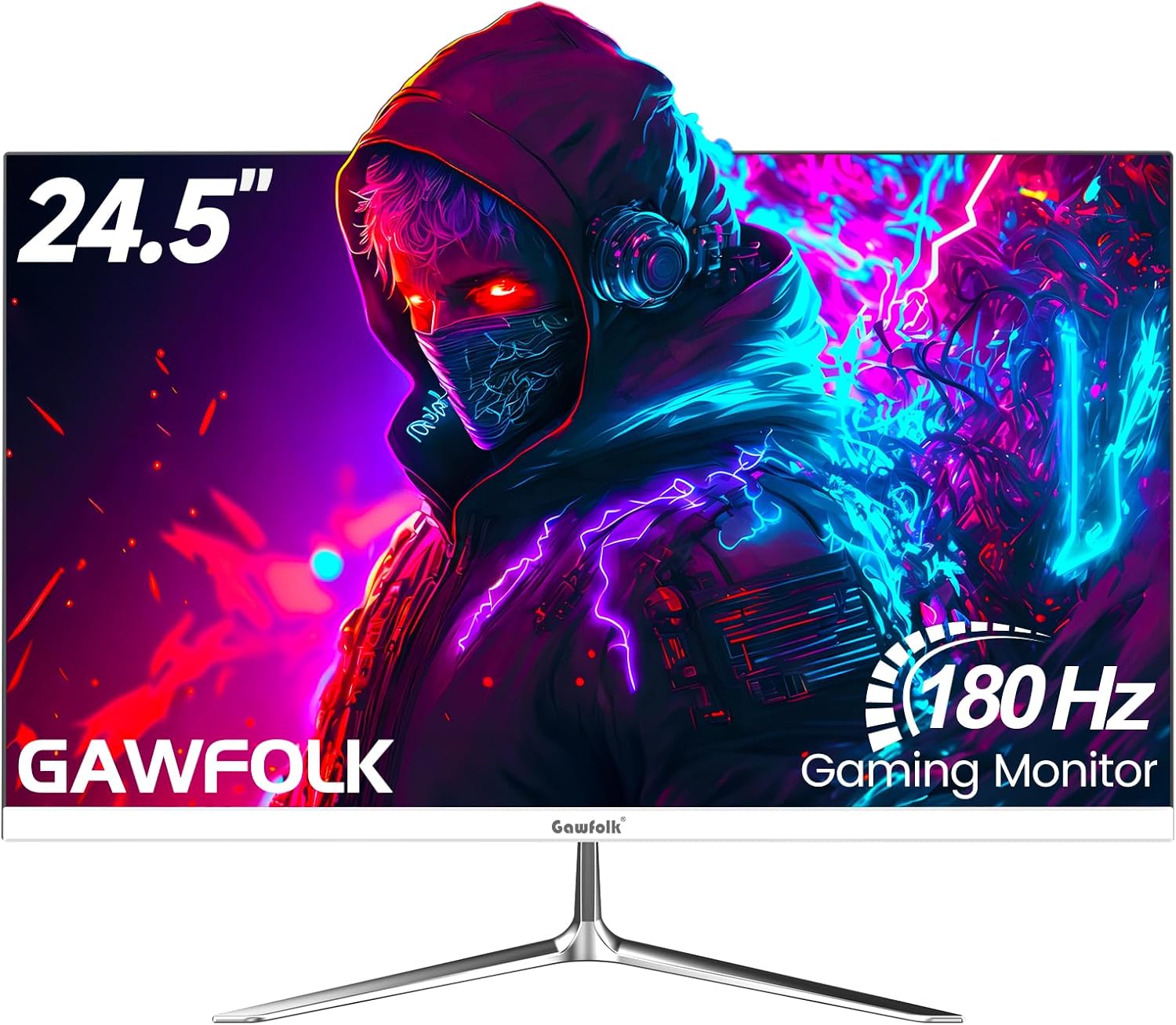 24.5 Inch Gaming Monitor, 144hz/180hz PC Monitor FHD 1080P Frameless Computer Monitors, VA, sRGB 100%, DisplayPort, HDMI, Eye Care, Wall Mount Compatible (White)