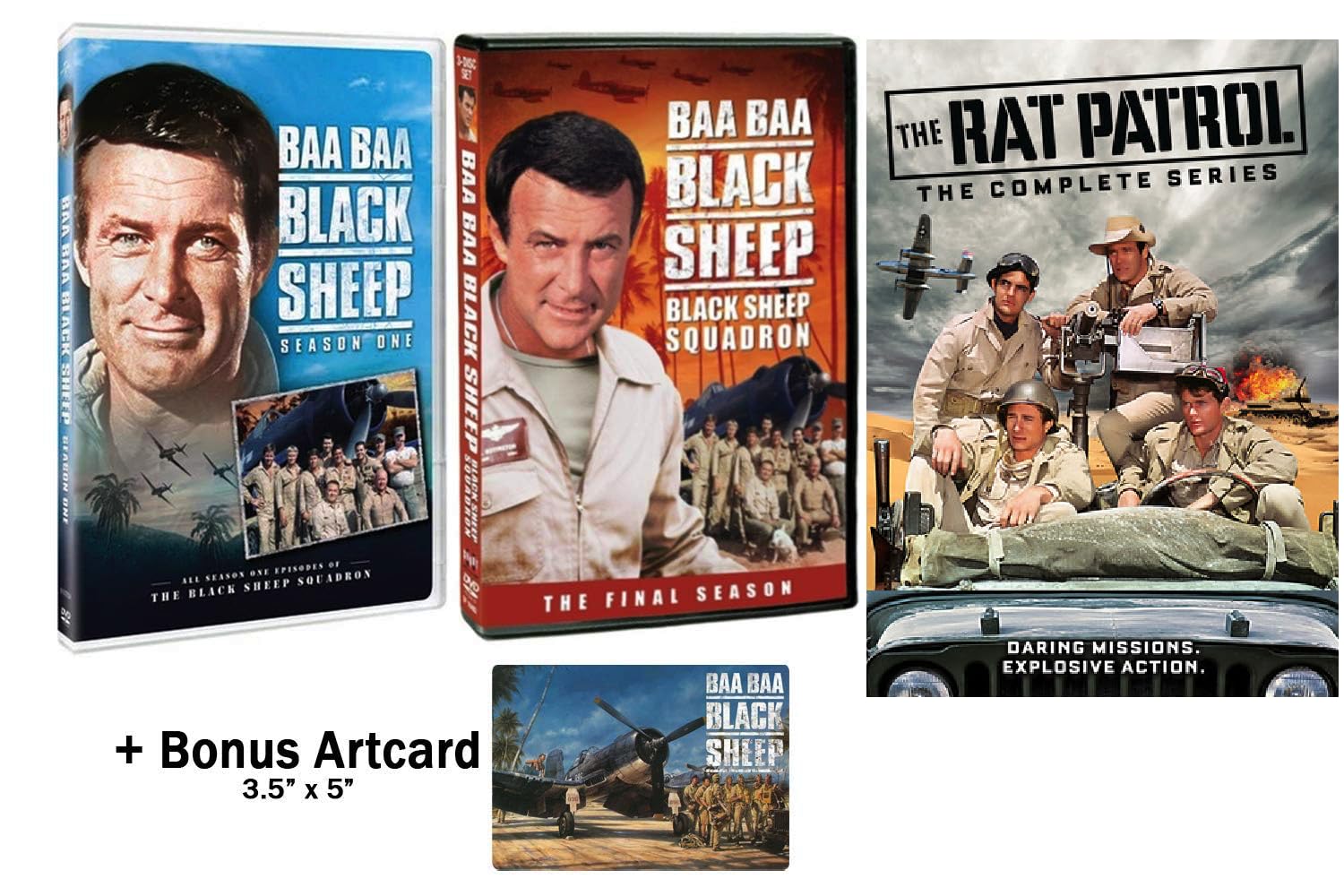 World War II DVD Bundle Baa Baa Black Sheep Complete Series & The Rat Patrol Complete Series New