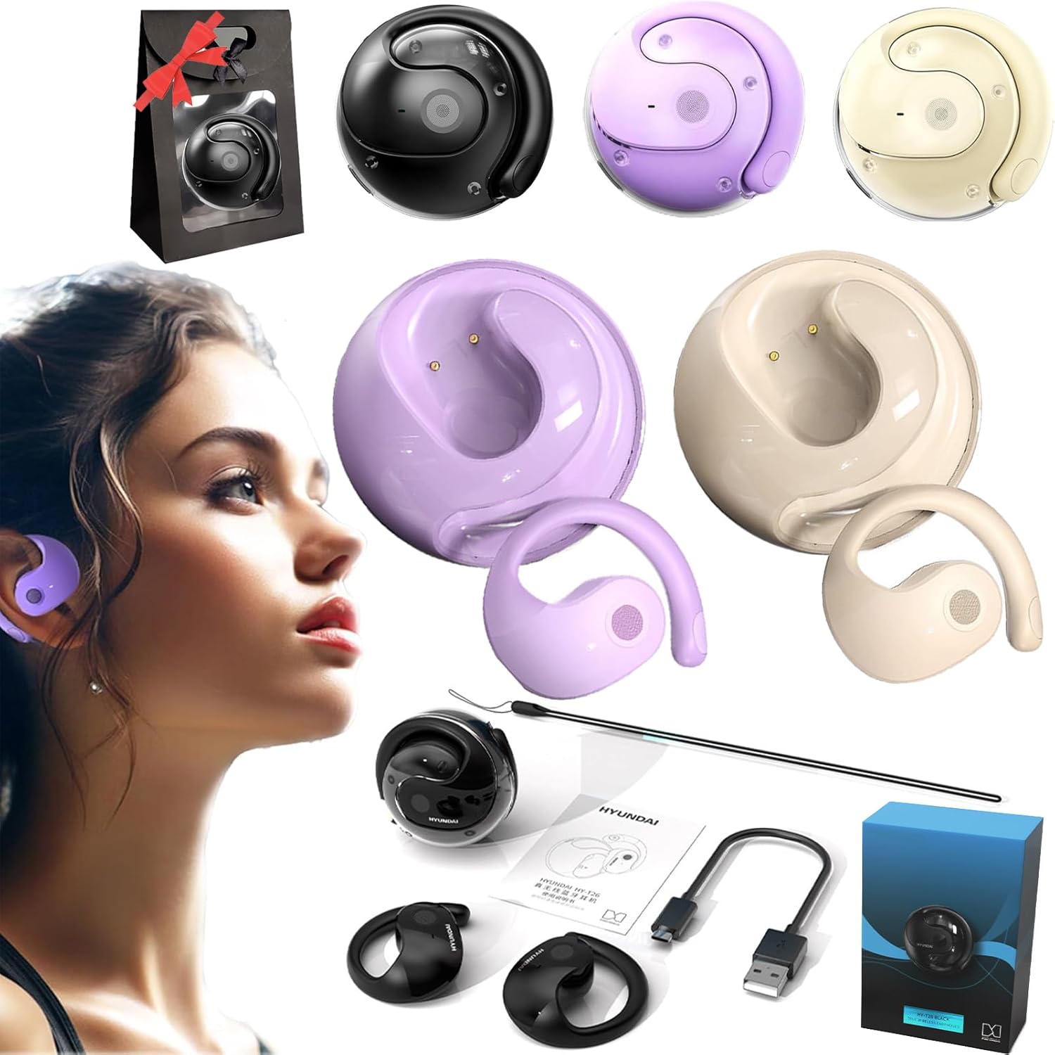 Sentdream Translator Earbud, Sent Dream Ai Earbuds, Ai Translation Wireless Ows Bluetooth5.4 Earphones, Hy-T26 Pro Wireless Bluetooth Translation Earbuds, Supports 75 Different Languages (2Pcs-C)