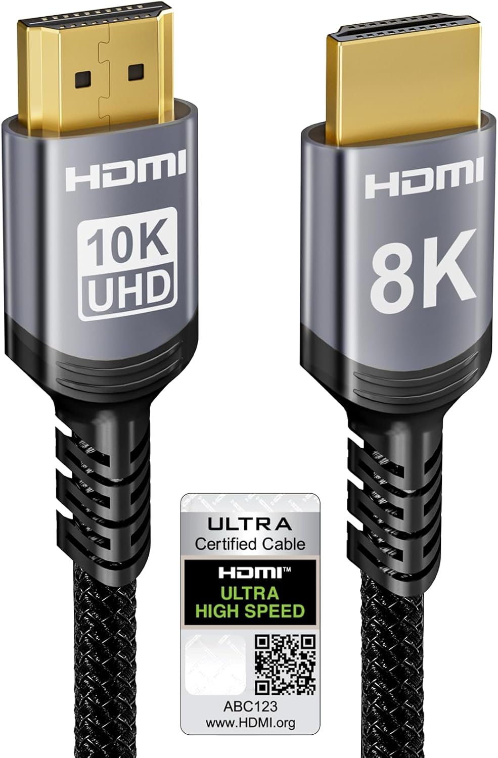 Sniokco 10K 8K HDMI 2.1 Cable 10FT, Certified 48Gbps Ultra High Speed HDMI® Cable 4K 240Hz 165Hz 120Hz 8K 60Hz eARC HDCP2.3 HDR10+ Compatible with PC TV Monitor Projector Ro-ku Sky-Q PS5 X-Box