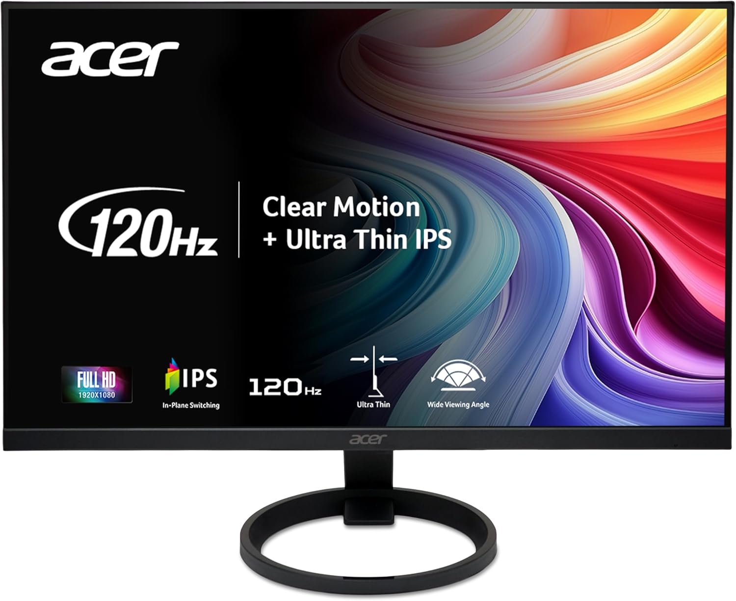 acer R240Y G0bi 23.8″ IPS Full HD (1920 x 1080) Ultra-Thin Gaming Office Monitor | Adaptive-Sync Support (FreeSync Compatible) | Up to 120Hz Refresh | 1ms (VRB) | 99% sRGB | Tilt | HDMI & VGA Ports