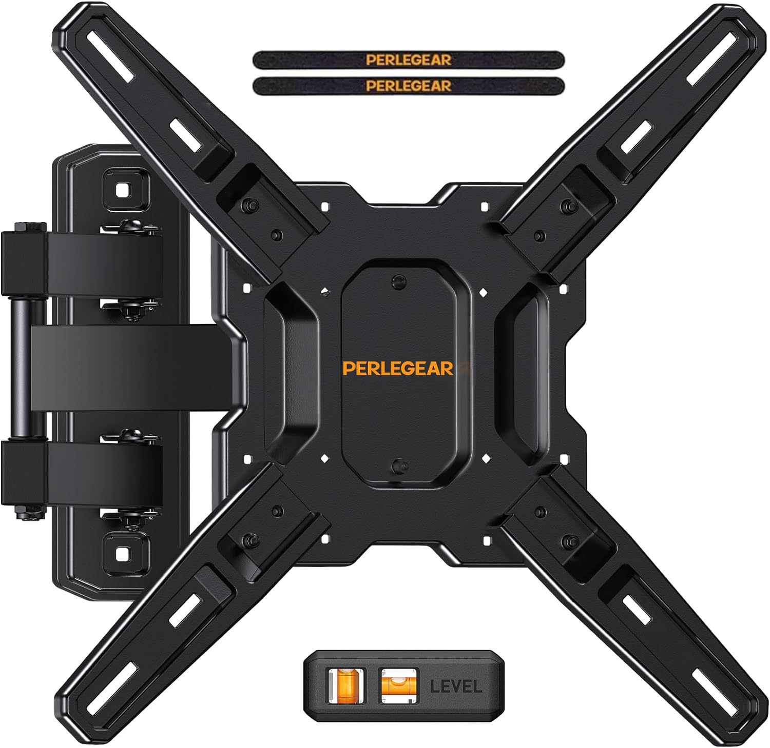 Perlegear UL Listed Full Motion TV Mount for Most 26–60 inch Flat or Curved TVs up to 82 lbs, Wall Bracket with Articulating Arms, Tool-Free Tilt, Swivel, Extension, Max VESA 400x400mm, PGMF3