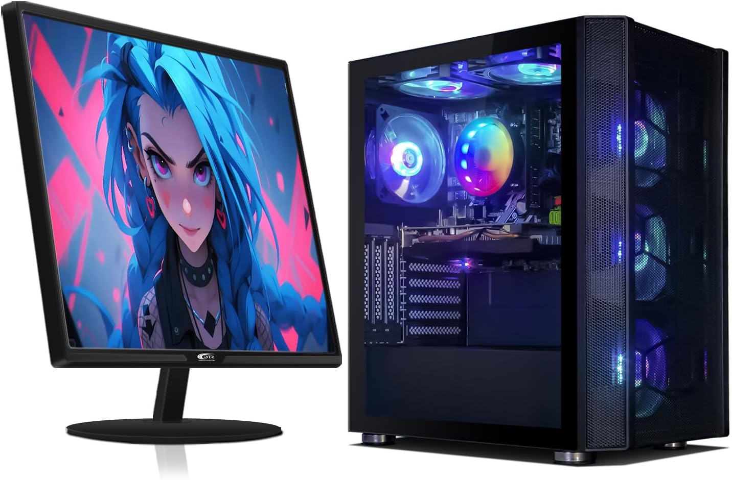 STGAubron Gaming PC Bundle with 24Inch FHD LED Monitor-Geforce RTX 3060 12GB, Intel core I7 up to 3.9G, 32G, 1T SSD, RGB Mouse Pad, RGB Sound Bar, Headset Mic, Windows 10 Home