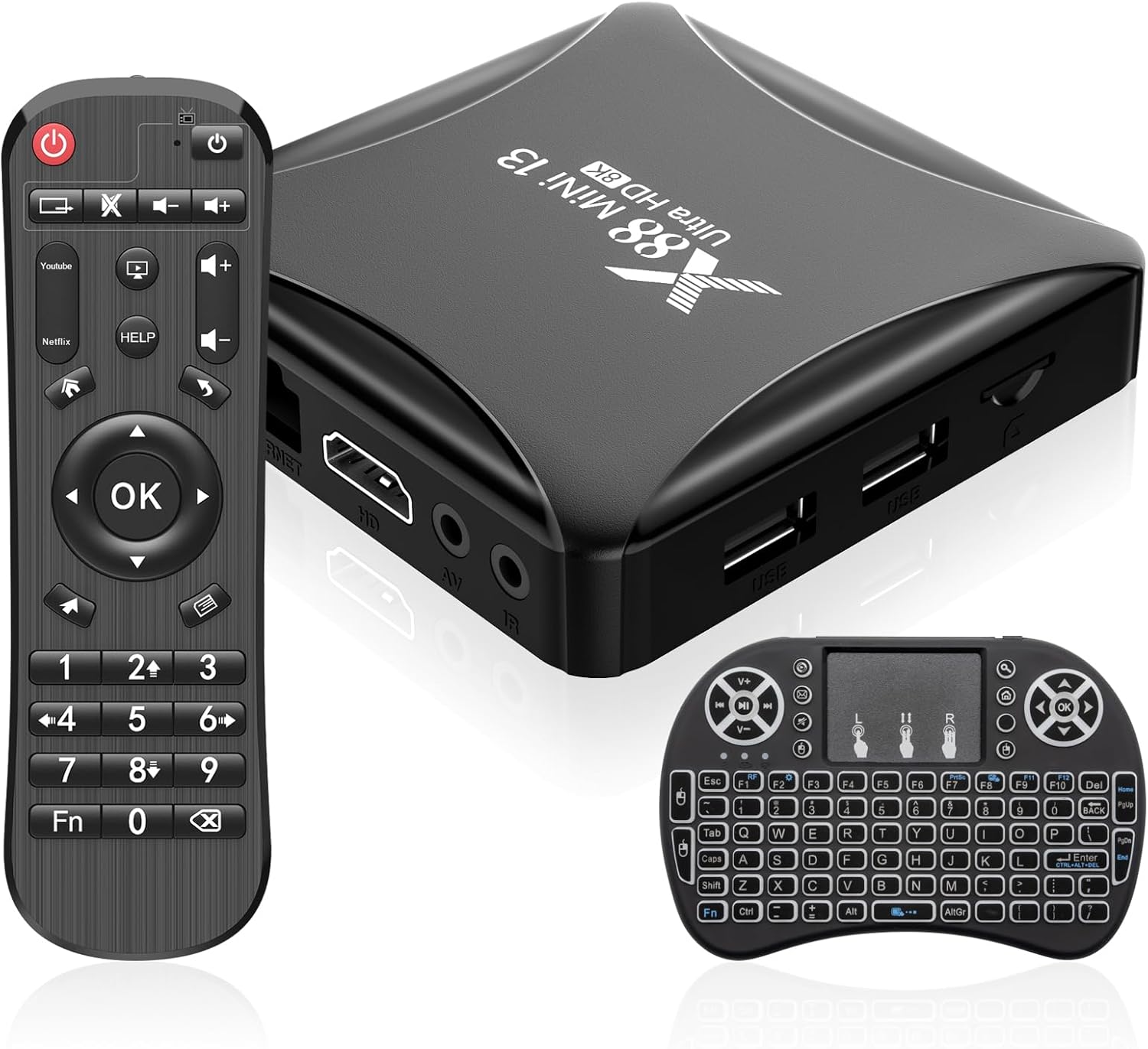 Android 13.0 TV Box, 2023 Android TV Box X88 Mini 13 4GB RAM 32GB ROM with Mini Wireless Keyboard, WiFi 6 8K TV Box Android RK3528 Quad-Core 2.4G/5G Dual-Band WiFi USB 3.0 Smart Box