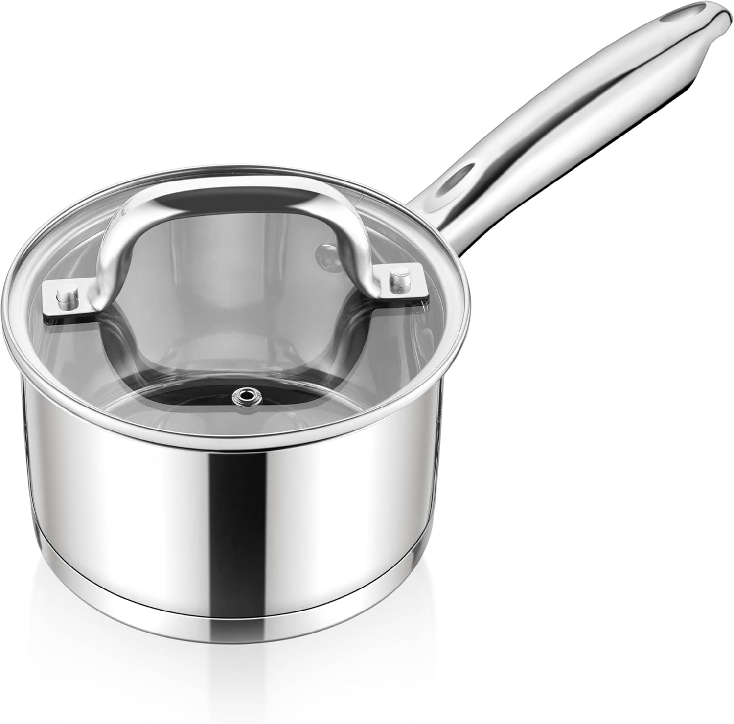 E-far 1 Quart Saucepan with Lid, Stainless Steel Small Sauce Pan Boiling Pot for Cooking, Compatible with All Stoves, Healthy & Non Toxic, Oven & Dishwasher Safe