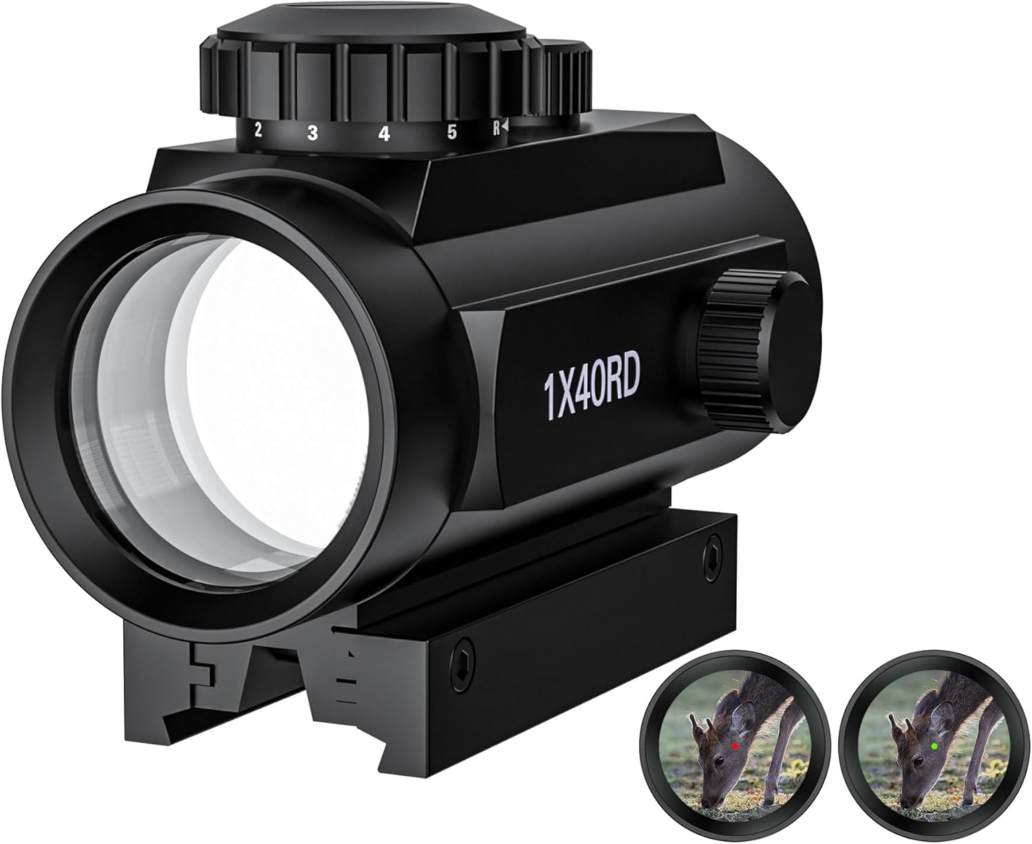 Tactical 1x40mm Reflex Sight, Select Red Dot Lighted Scope Mount Hunting Optics Riflescope, 4 MOA Rifle Scope Reflex Sight for Hunting,Fits 20mm Picatinny Weaver Rail