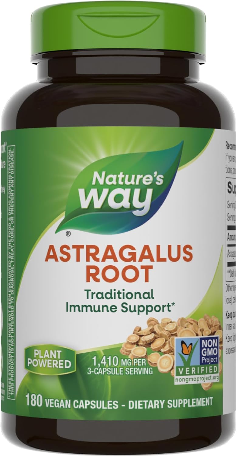 Nature’s Way Astragalus Root – Astragalus Root Herbal Supplement – Traditional Immune Support* – Non-GMO Project Verified – Gluten & Dairy-Free – 180 Vegan Capsules