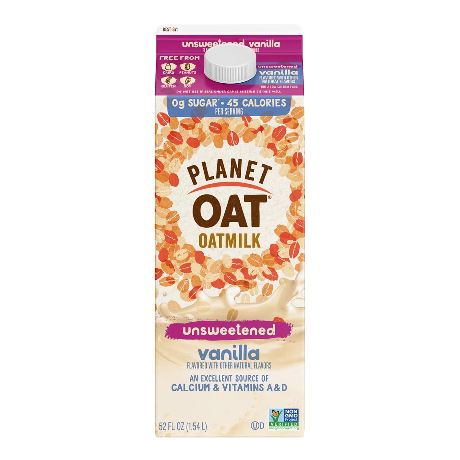 Planet Oat Unsweetened Vanilla Oatmilk, 52 oz