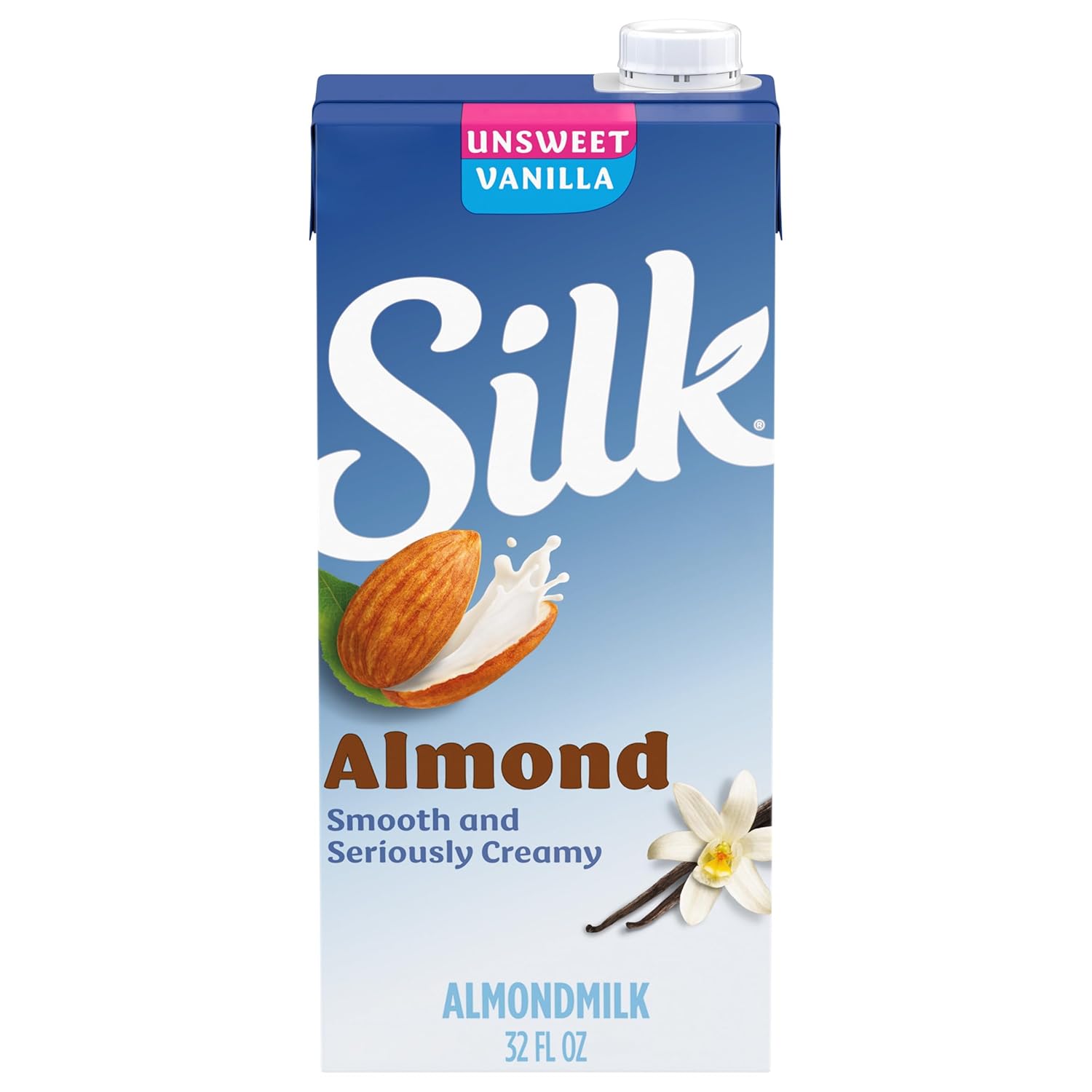 Silk Shelf-Stable Almondmilk, Unsweetened Vanilla, Dairy-Free, Vegan, Non-GMO Project Verified, 1 Quart