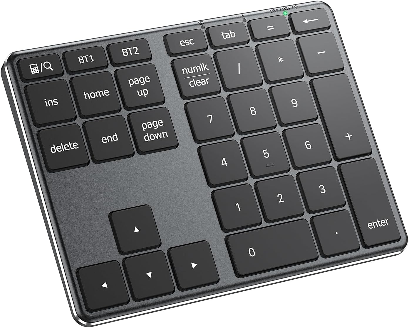 iClever Number Pad, Aluminum Wireless Number Pad for Multi Devices, USB-C Rechargeable, External 34-Keys Bluetooth Keyboard for Data Entry, Compatible for Laptop, Mac, iMac, Tablet, PC Desktop