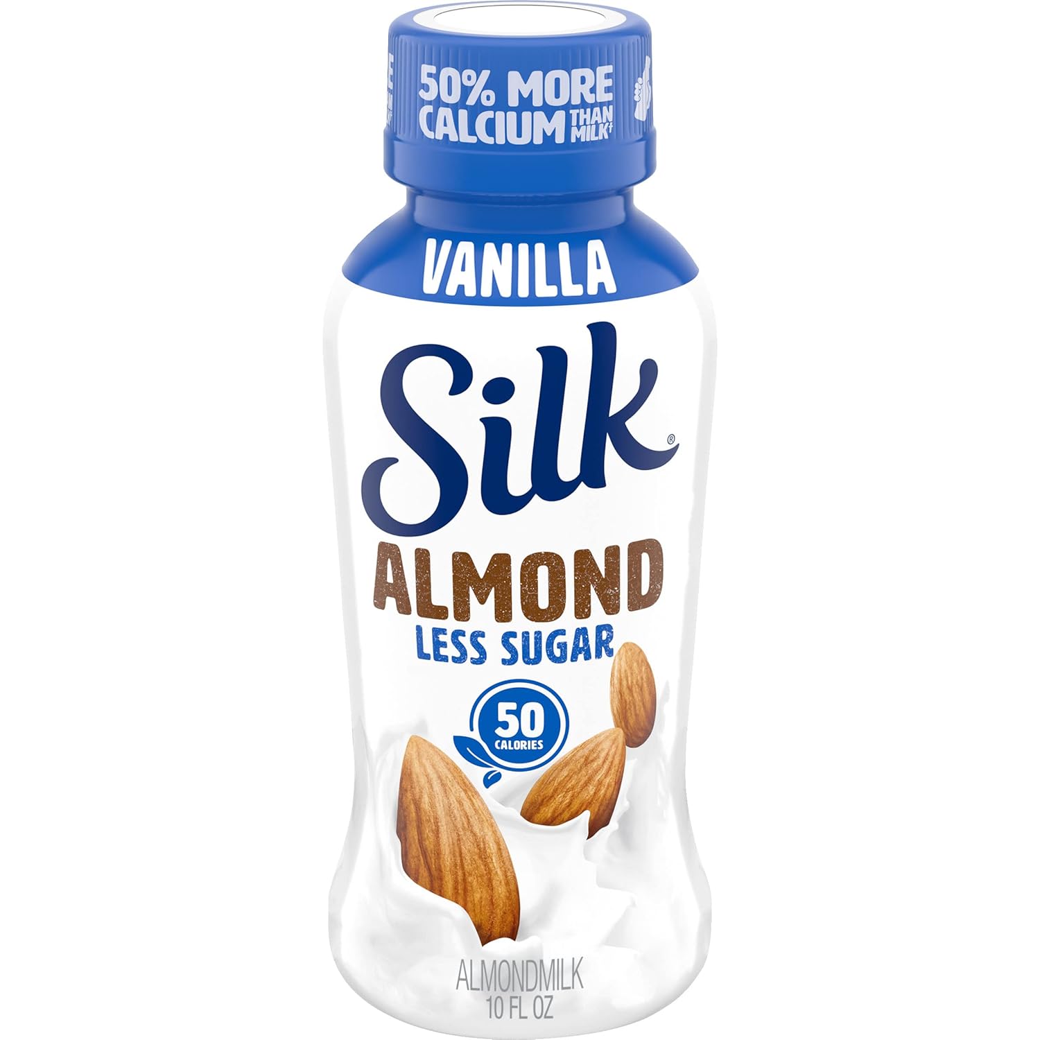 Silk Shelf-Stable Almondmilk, Less Sugar Vanilla, Dairy-Free, Vegan, Non-GMO Project Verified,10 Ounce (Pack of 12)