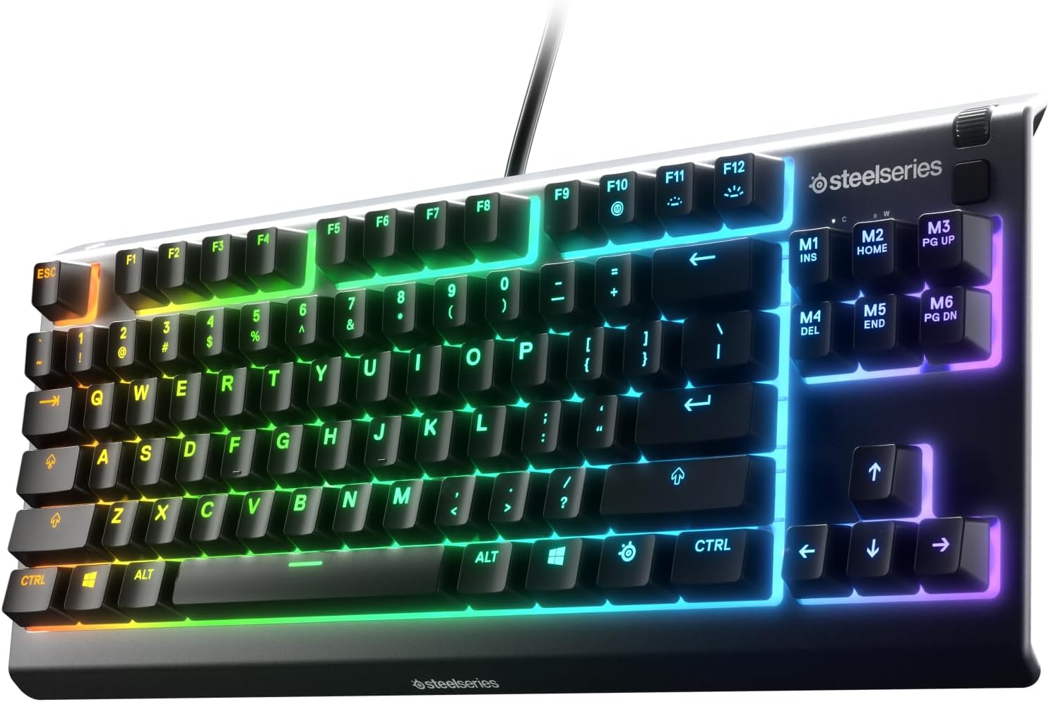 SteelSeries Apex 3 TKL RGB Gaming Keyboard – Tenkeyless Compact Form Factor – 8-Zone RGB Illumination – IP32 Water & Dust Resistant – Whisper Quiet Gaming Switch – Gaming Grade Anti-Ghosting,Black