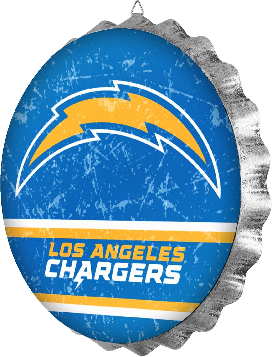 Los Angeles Chargers 13” Jumbo Metal Distressed Bottle Cap Wall Sign – Limited Edition FOCO Chargers Sign – Represent the NFL and Show Your Spirit with Licensed Football Fan Gear