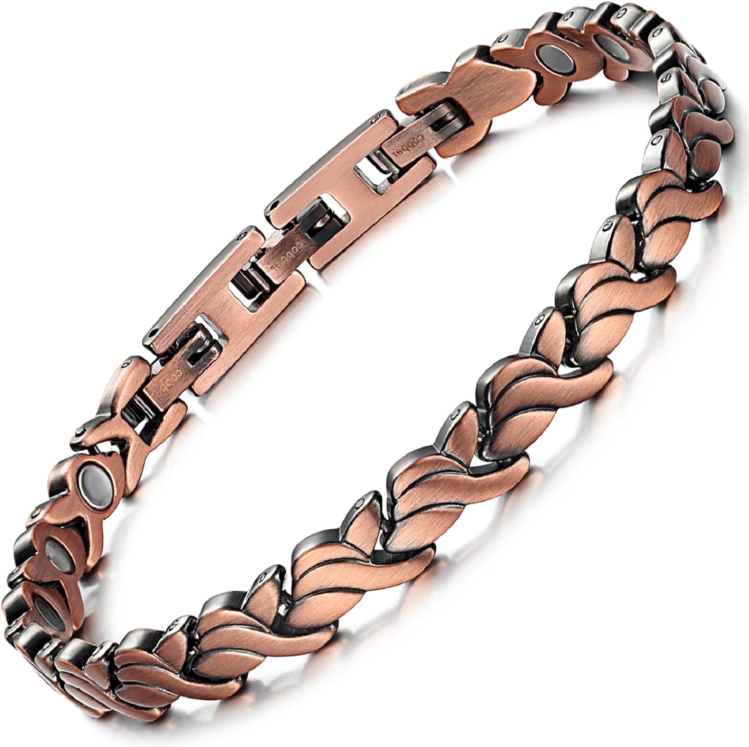 RainSo Copper Bracelet for Women’s Magnetic Bracelets 99.99% Pure Solid Copper Attractive Design Bangle with 3 Smarter Button Wristband