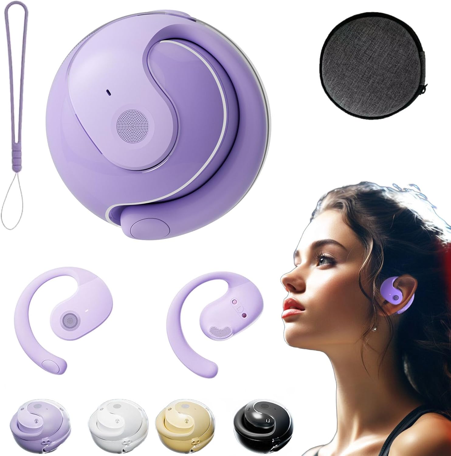 Sentdream Translation Headphones, Mic Earphone Wireless Bluetooth, Ai Translation Wireless Ows Bluetooth5.4 Earphones, Translation Language Device for iPhone and Android Ear Bud Translator (Purple)