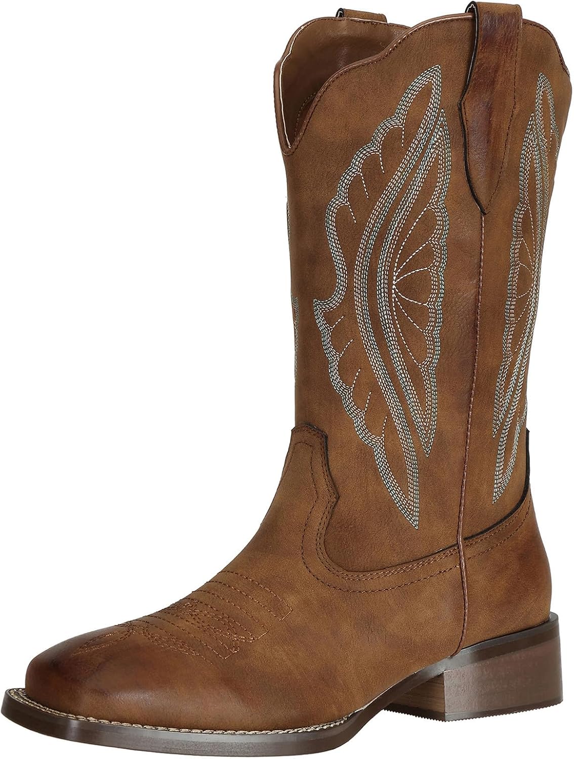 J’s.o.l.e Women’s Cowboy Boots Square Toe Wide Calf Cowgirl Boots Western Work Boots Embroidered