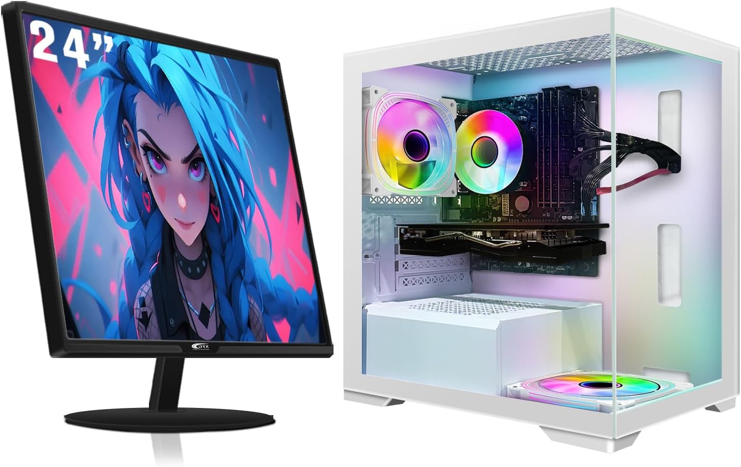 STGAubron Gaming PC Bundle with 24Inch FHD LED Monitor-Radeon RX 470 8G, Intel Quad Core i7 up to 3.9G, 16G RAM, 512G SSD, RGB Fan x3, RGB Mouse Pad, Windows 10 Home