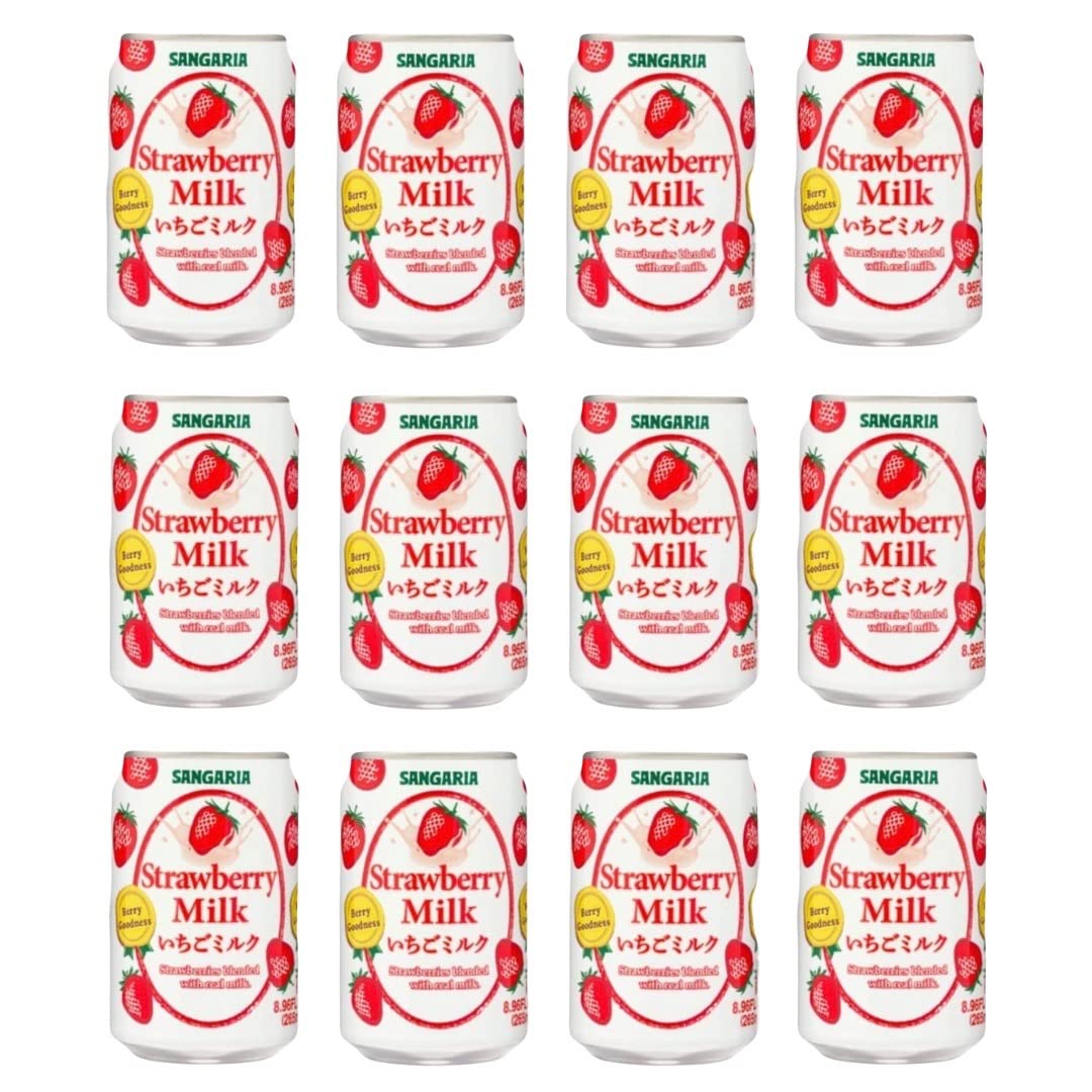 Sangaria Strawberry Milk | 12 Pack | 8.96 Fl Oz | Popular Drink From Japan | Japanese Can Drinks | Rich and Creamy | Bundles | Variety Packs | Combo | Beverages | RcTechDistro Bundle |