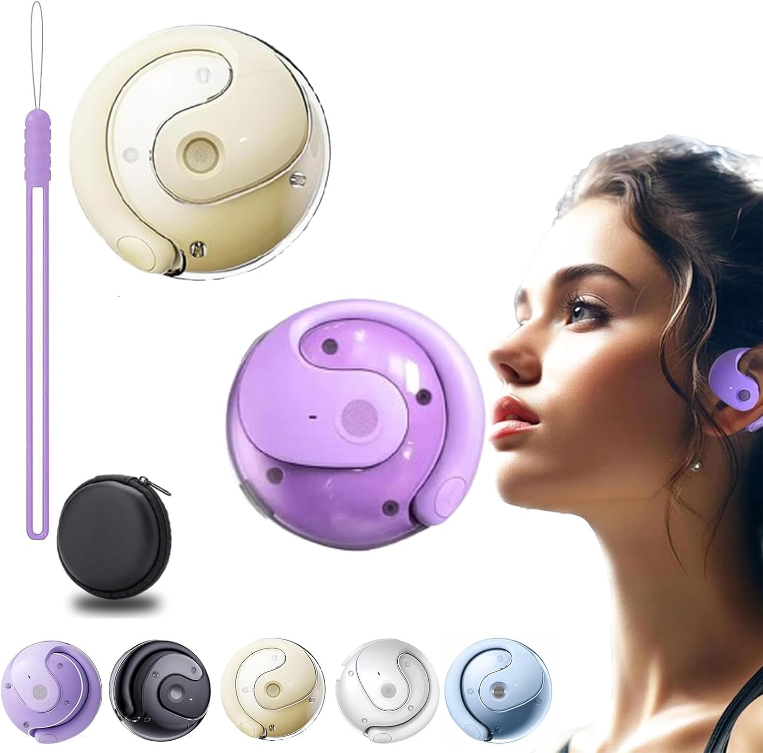 Sentdream Translation Headphones, Hy-T26 Pro Wireless Bluetooth Translation Earbuds, Hy-T26 Pro Language Translator, Real Time AI Translation Earbuds, Supports 144 Languages (Beige+Purple)