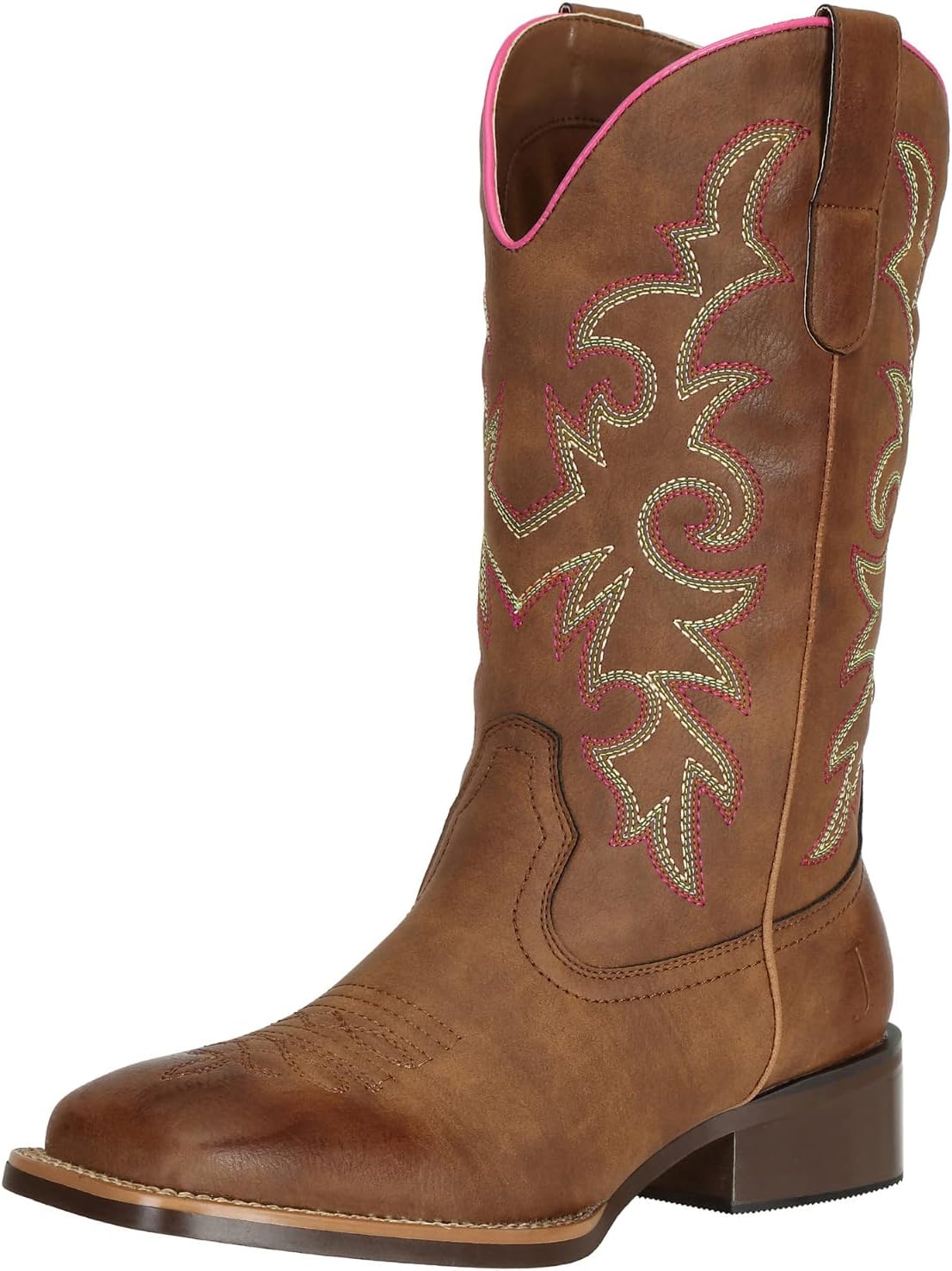 J’s.o.l.e Fashion Cowboy Boots For Women Square Toe Wide Mid Calf Western Cowgirl Boots