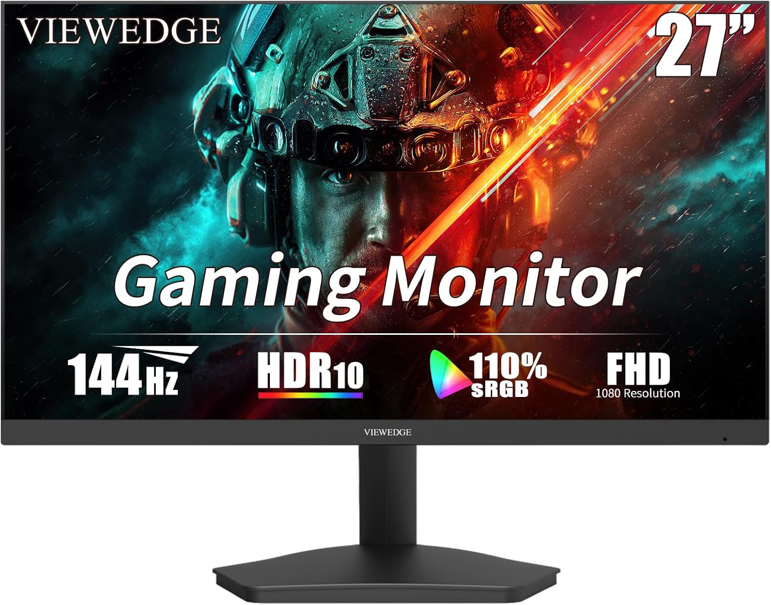 Gaming Monitor 27 Inch FHD 144hz, 1ms IPS 1080p and HDR 10 Computer Monitor with 110% sRGB, Bluelight Filter, HDMI & VGA Port, Support Freesync and VESA Wall Mount