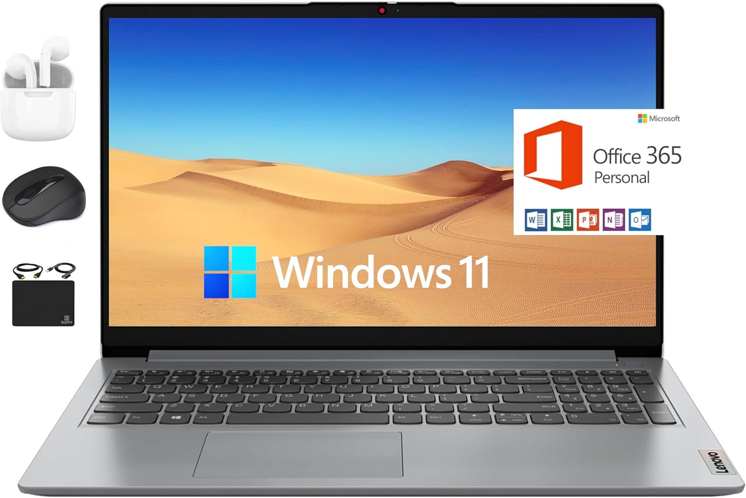 Lenovo IdeaPad Newest Flagship Laptop, 15.6″ HD Display, Intel Dual Core Processor Up to 2.8GHz, 20GB RAM, 1TB SSD + 128GB eMMC, 1-Y Microsoft Office 365, Wi-Fi 6, Webcam, Win 11 +HubxcelAccessory