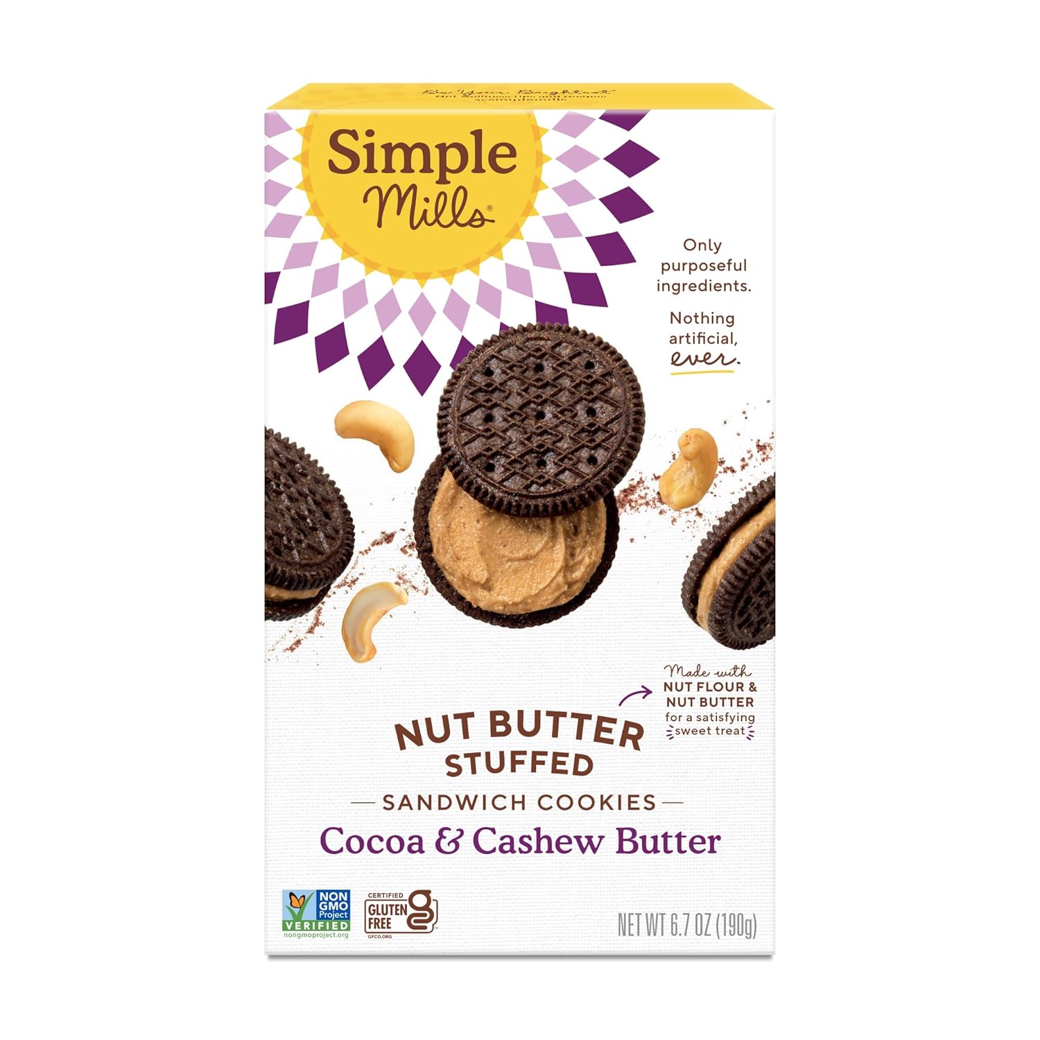 Simple Mills, Cocoa Cashew Crème Sandwich Cookies – Gluten Free, Vegan (Pack of 1)