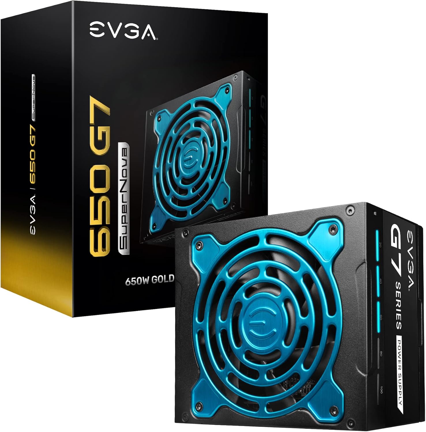 EVGA Supernova 650 G7, 80 Plus Gold 650W, Fully Modular, Eco Mode with FDB Fan, 10 Year Warranty, Includes Power ON Self Tester, Compact 130mm Size, Power Supply 220-G7-0650-X1