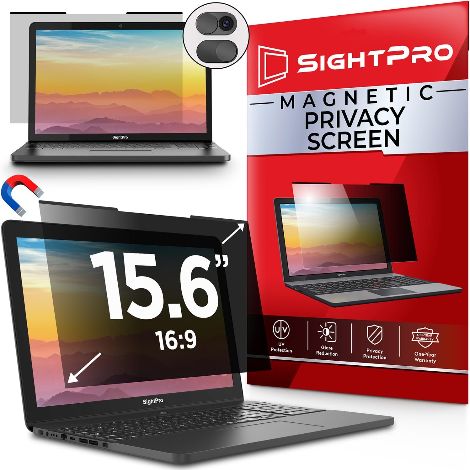 Magnetic Laptop Privacy Screen 15.6 Inch 16:9 – Removable Computer Privacy Filter Shield and Protector