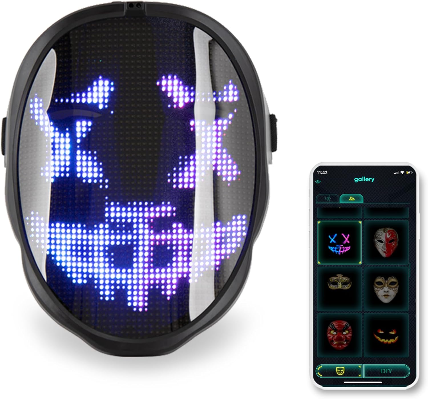 CHEMION Led Mask with Bluetooth App, Led Face Mask for Adults, Kids, Digital Face Mask for Birthday Parties, Concerts, Costume mask, USB Charge