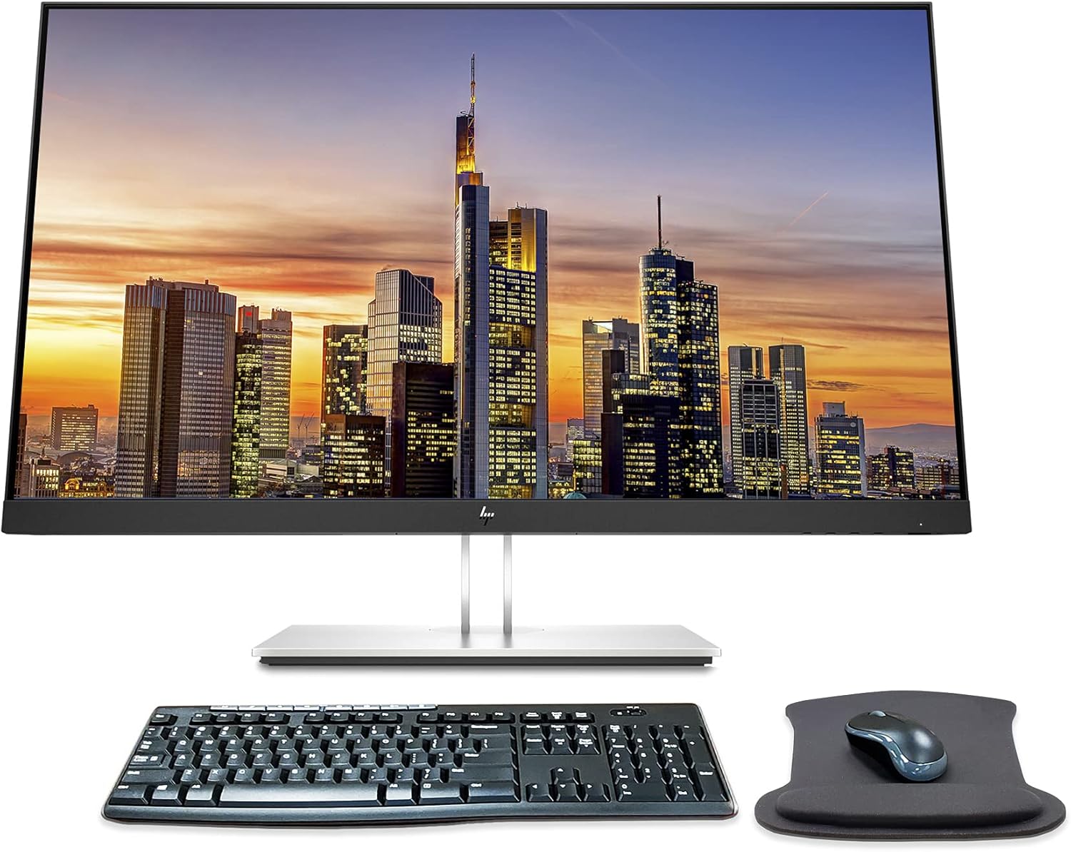 HP EliteDisplay E27 G4 27 Inch 1920 x 1080 Full HD IPS LED-Backlit LCD Monitor Bundle with HDMI, VGA, DisplayPort, Gel Mouse Pad, and MK270 Wireless Keyboard and Mouse Combo