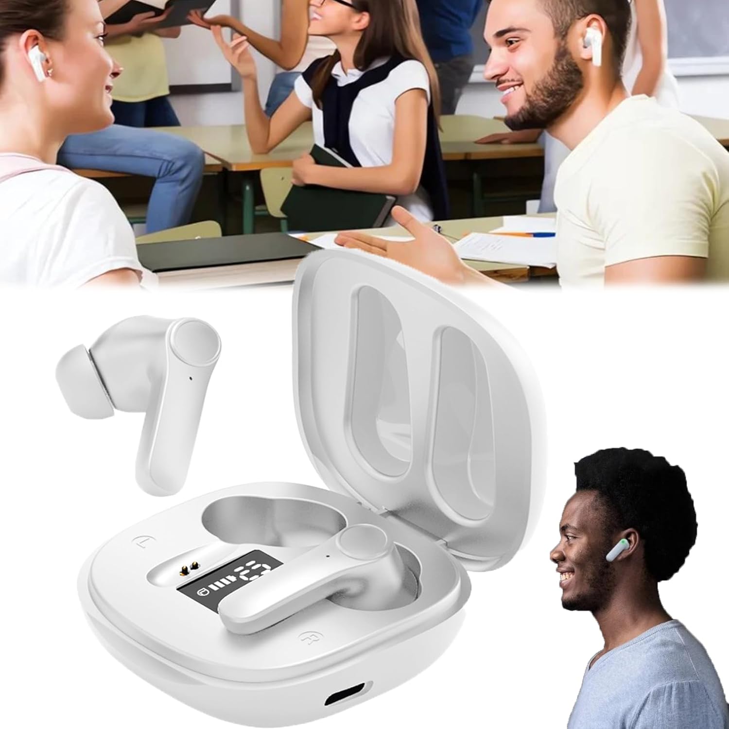 Whimsyard Translation Ear Buds – Whimsyard AI Translation Earbuds, 144 Languages & Accents Two-Way Speakeasy Translation Earbuds Real Time,Enhance Your Global Communication Experience (White)