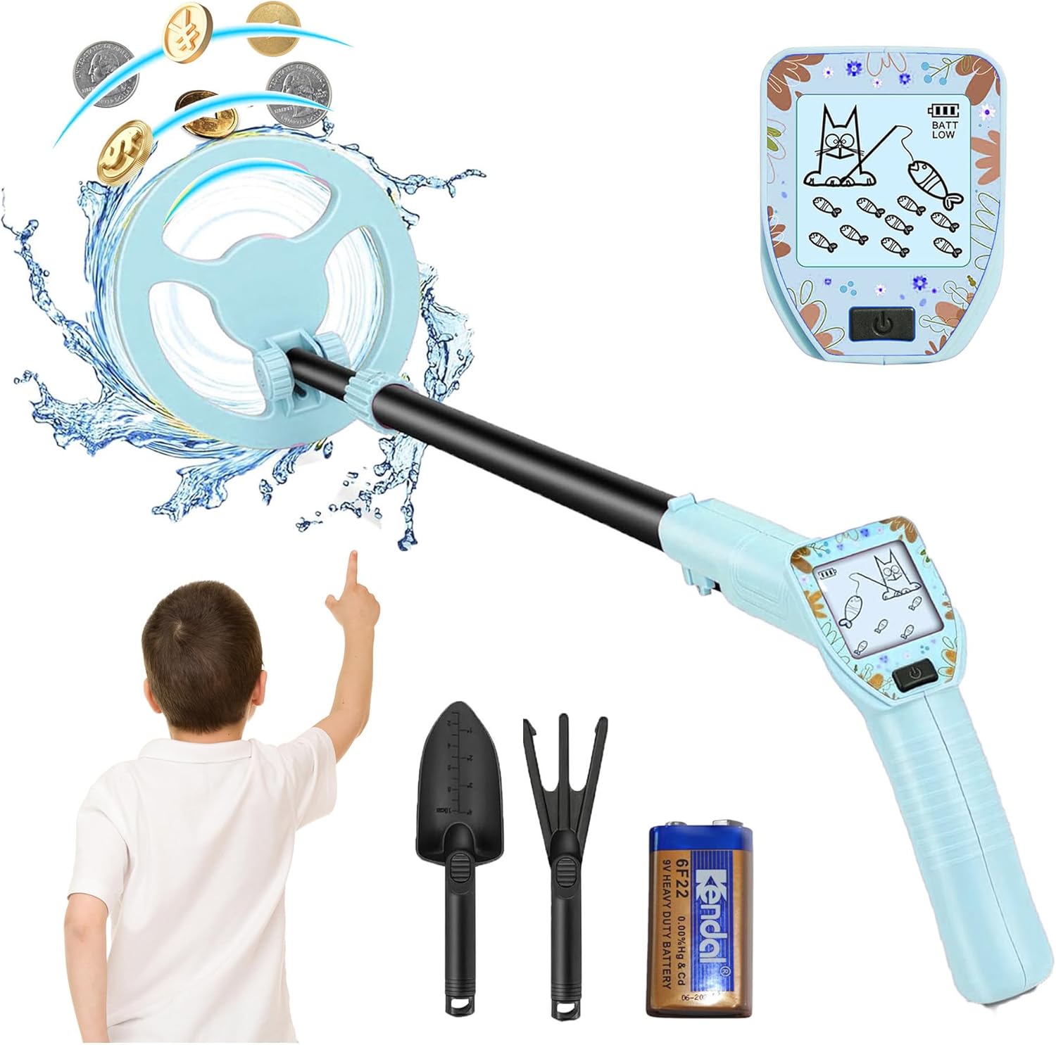 Metal Detector for Kids,Kids Metal Detector with LCD Display,Adjustable Beach Detector,Lightweight Metal Detectors with 6” Search Coil for Beach Exploration Science,Easy to Use, Blue