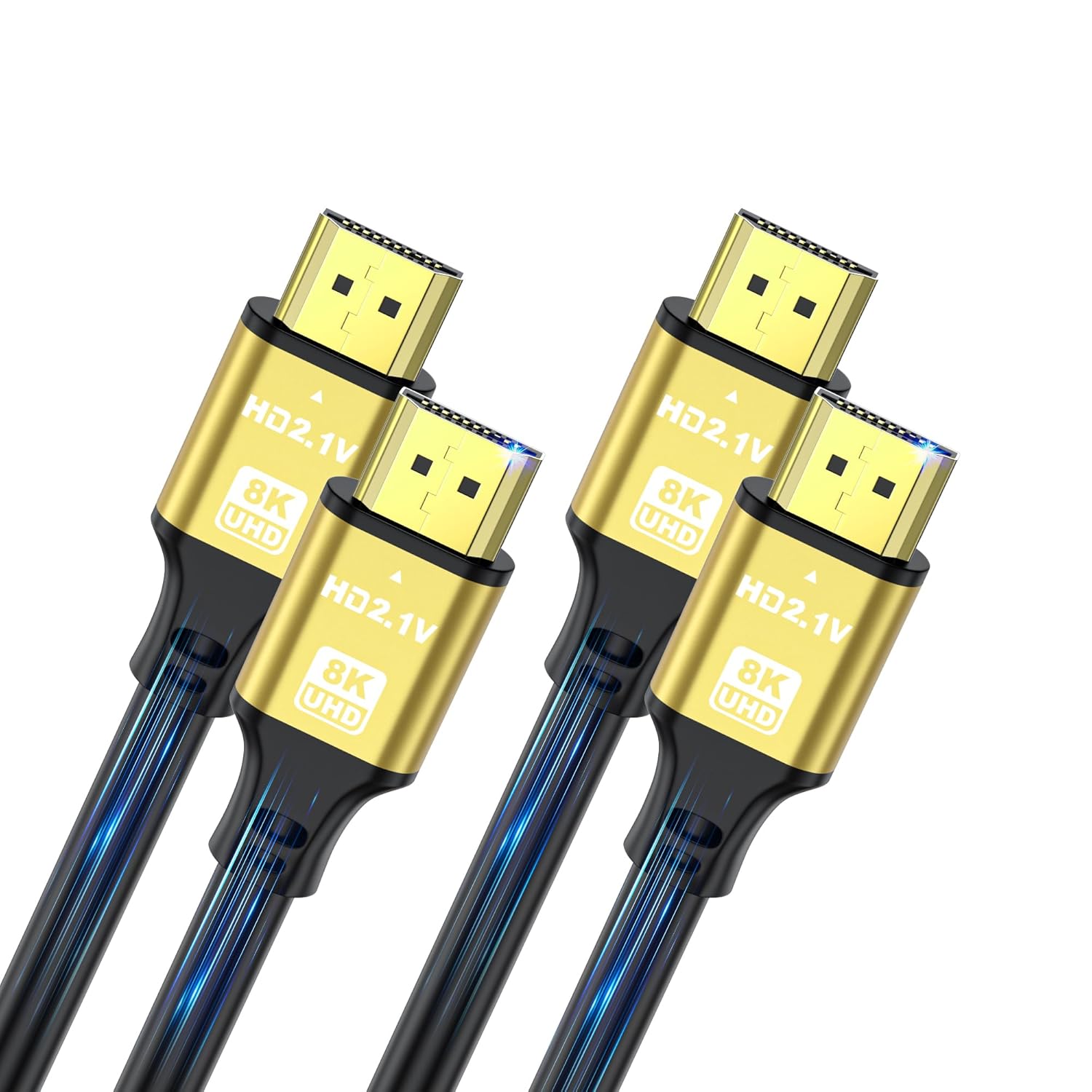 HDMI Cable 6FT 2-Pack, 48Gbps 8K@60Hz 4K@120Hz, HDCP 2.2 & 2.3, DTS:X, HDR 10 Compatible with Roku TV/eARC/3D/PS5/HDTV/Laptop/Blu-ray High Speed HDMI Cable(Gold)