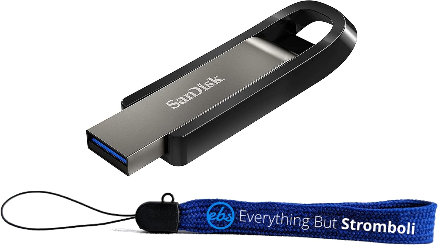 SanDisk 256GB Extreme Go USB 3.2 Flash Drive for Computer, Laptop – Type-A 400MB/s (SDCZ810-256G-G46) Bundle with (1) Everything But Stromboli Lanyard