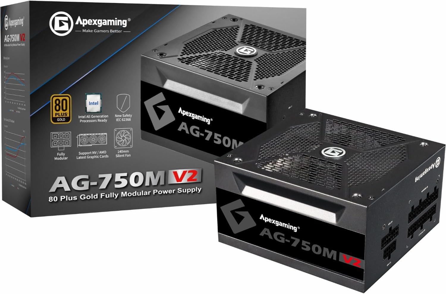 Apexgaming AG-750M V2 750Watt 80PLUS Gold Fully Modular Power Supply